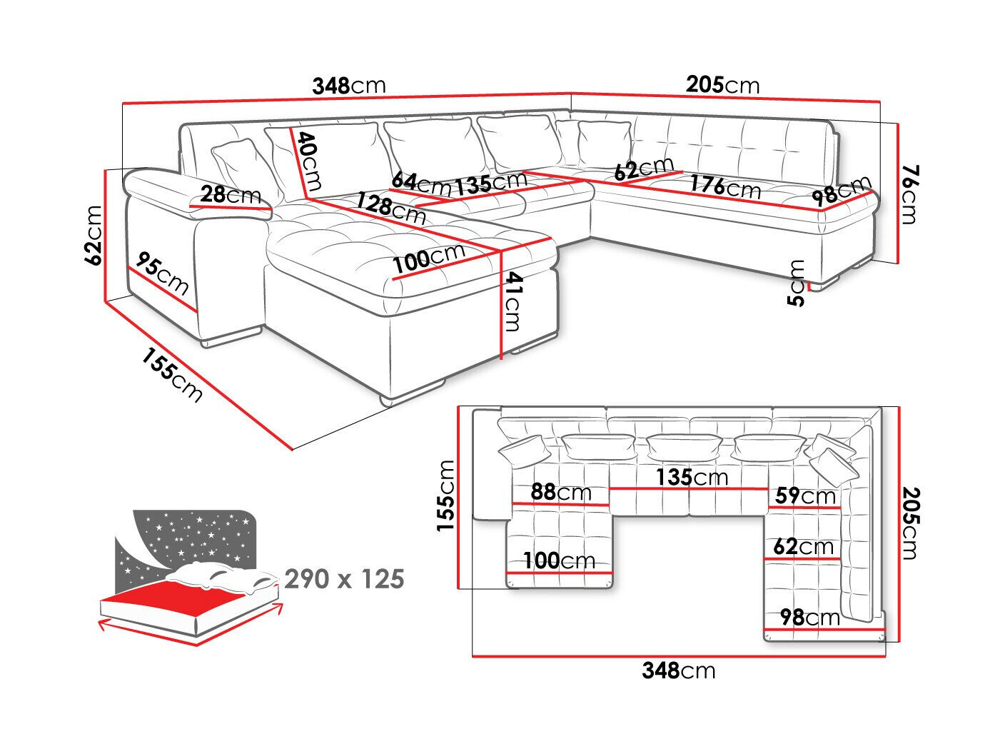 Hjørnesofa Comfivo 128 (Højre)
