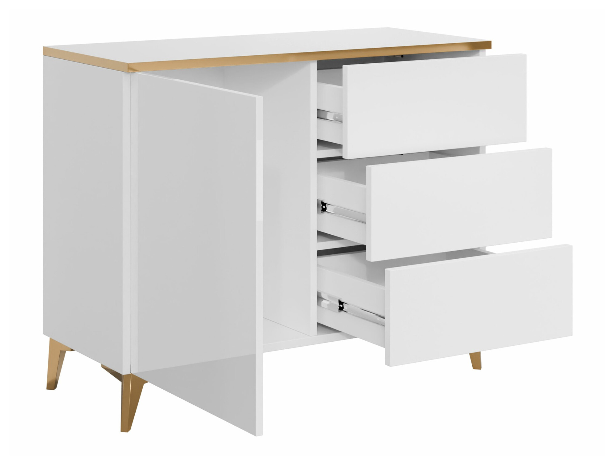 Kommode Comfivo Virfera 100 (Hvid + Glansfuld hvid)
