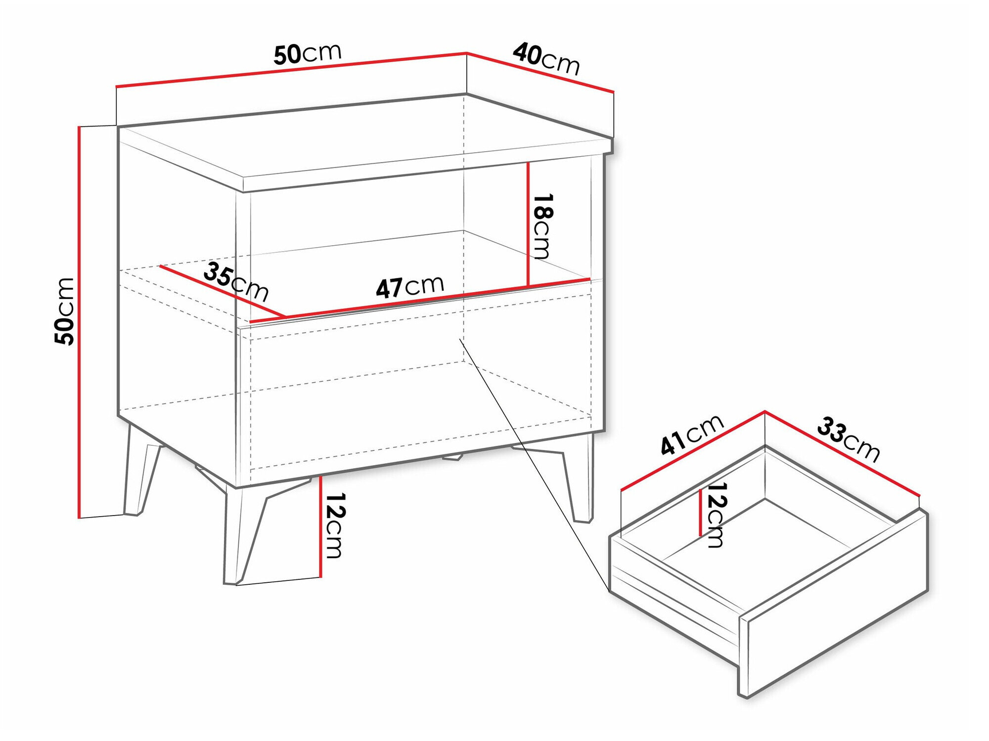 Sengebord Comfivo 493 (Hvid + Glansfuld hvid)