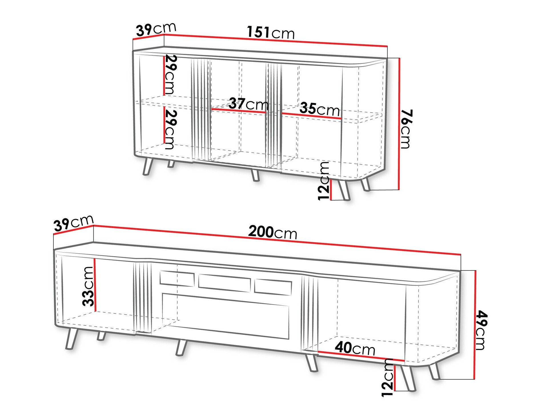 Stuemøbelsæt Charlotte 204 (Sort)