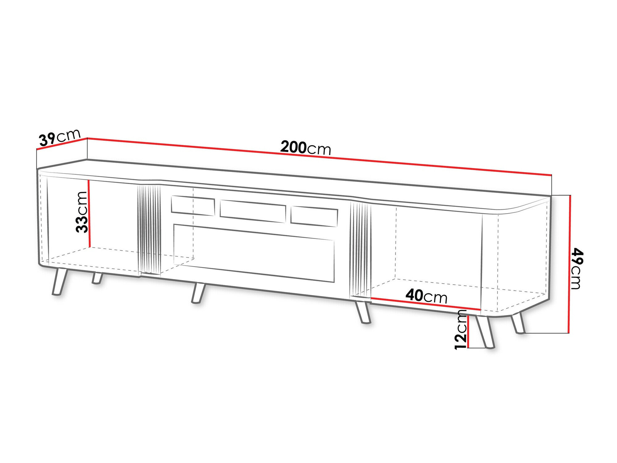 TV-bord Charlotte 203 (Sort + Valnød)