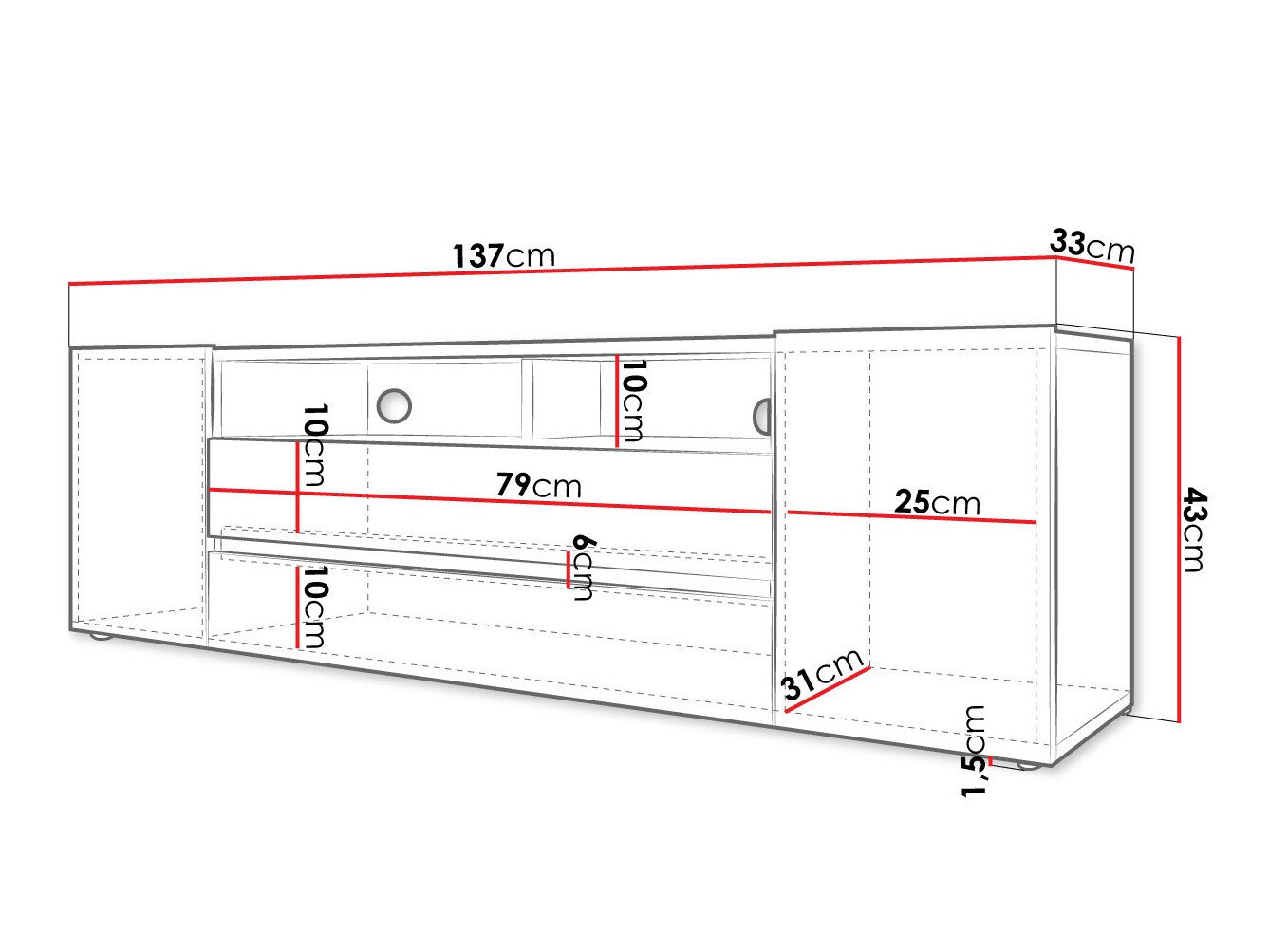 TV-bord Nashville 114 (Hvid + Glansfuld hvid)