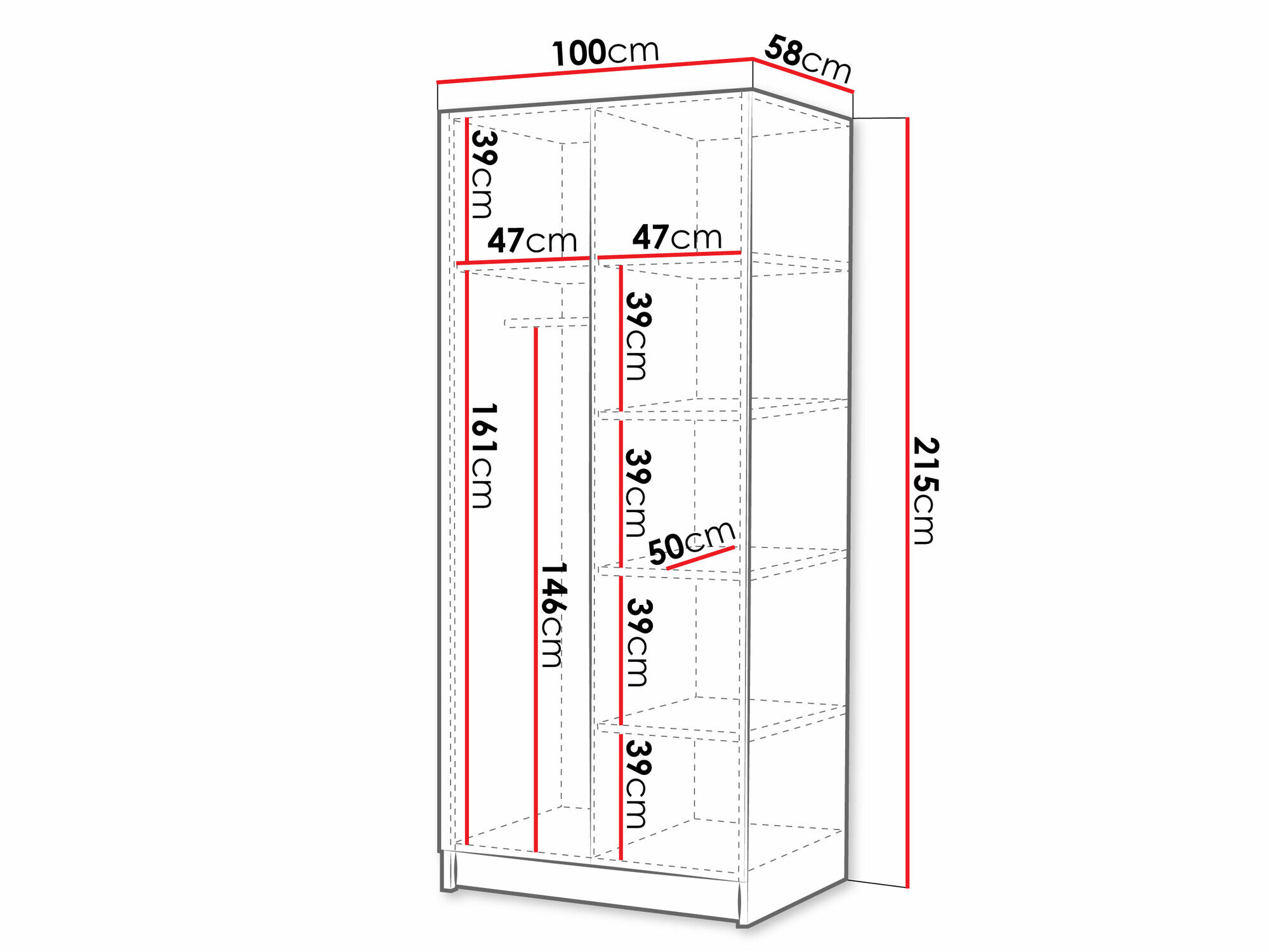 Garderobeskab Closico 194 (Sort + Gylden)