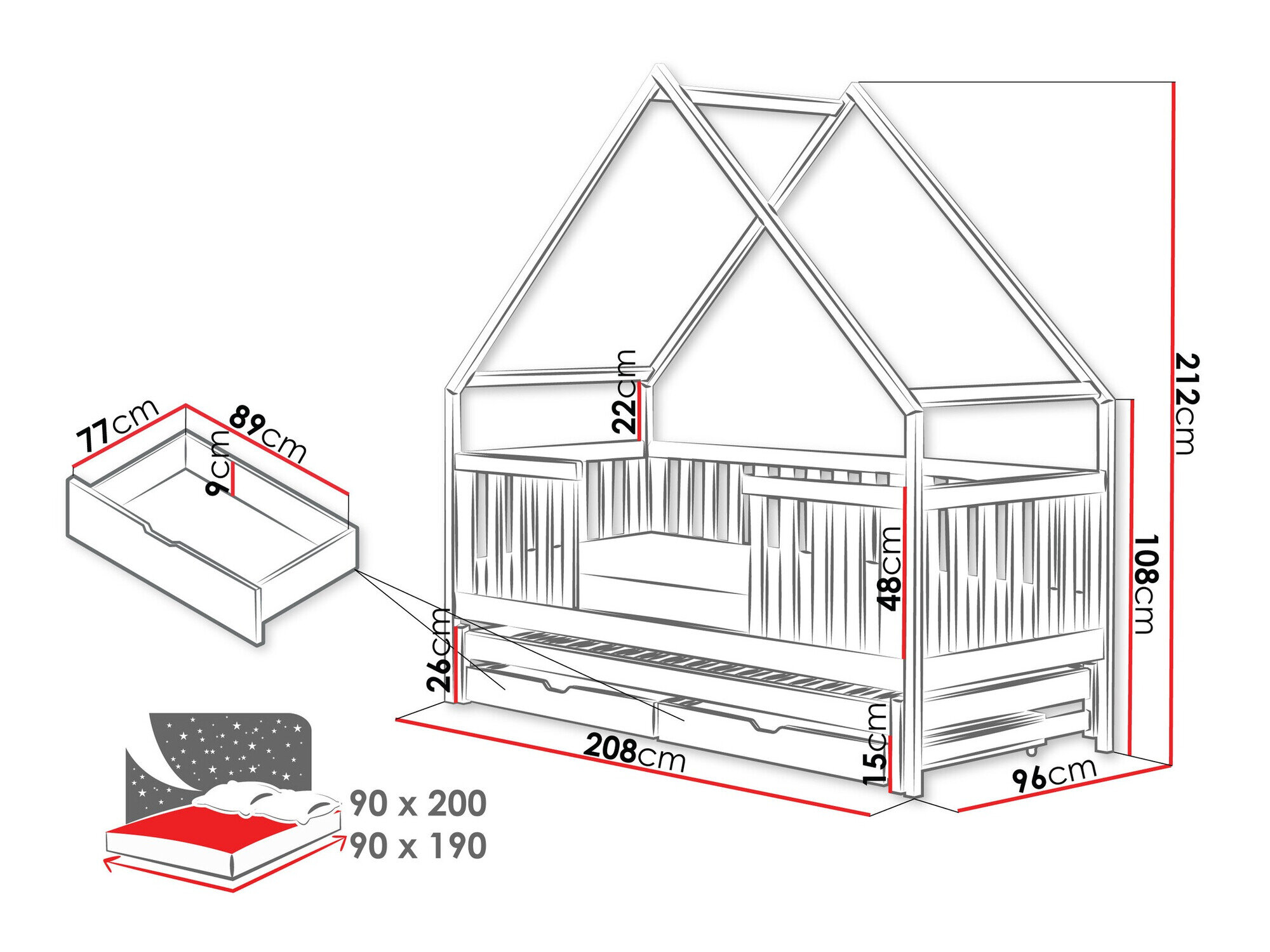 Seng Vista 115 (Grå)