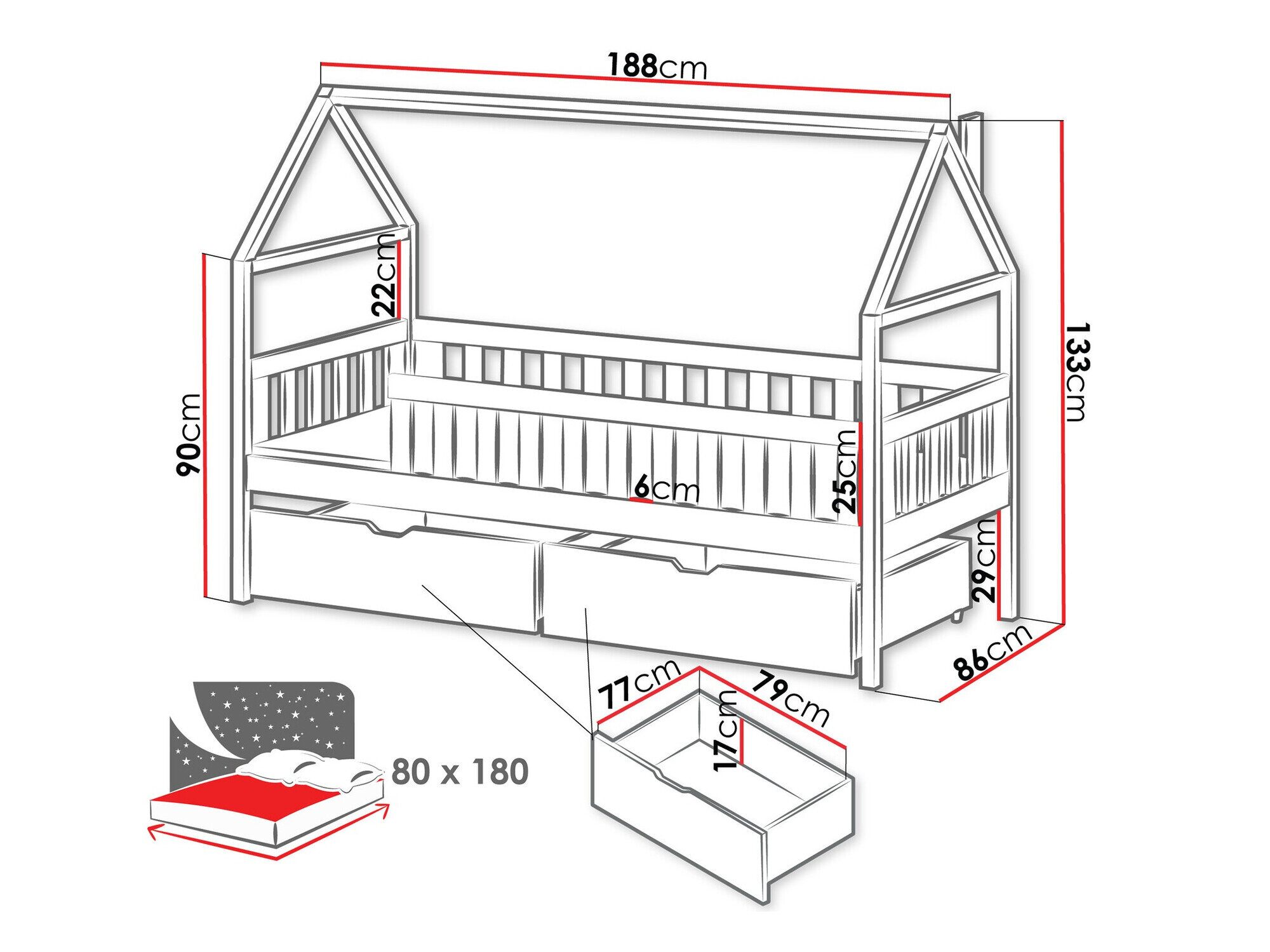 Seng Vista 116 (Grå)