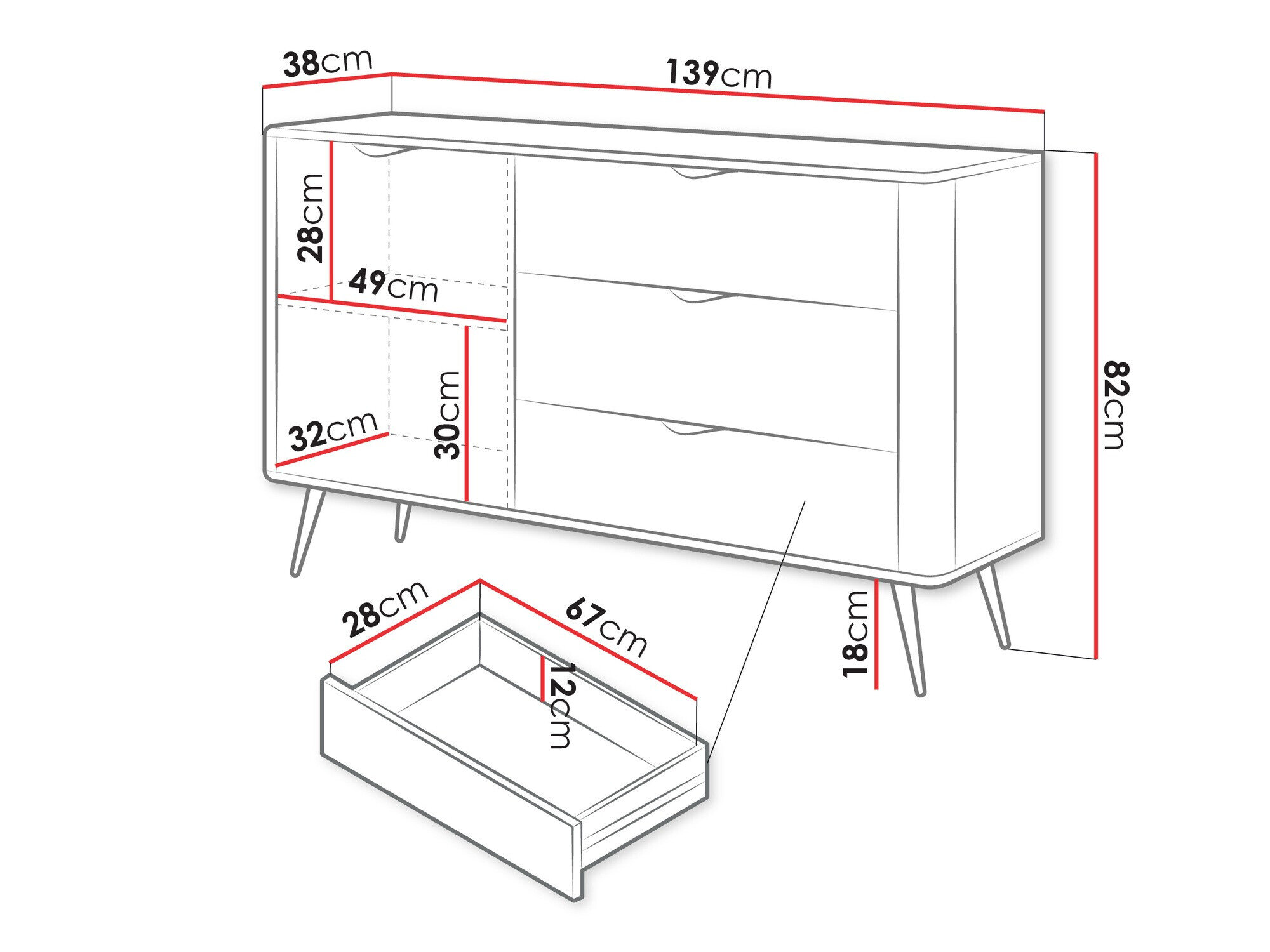 Kommode Versoe 100 (Grafit)