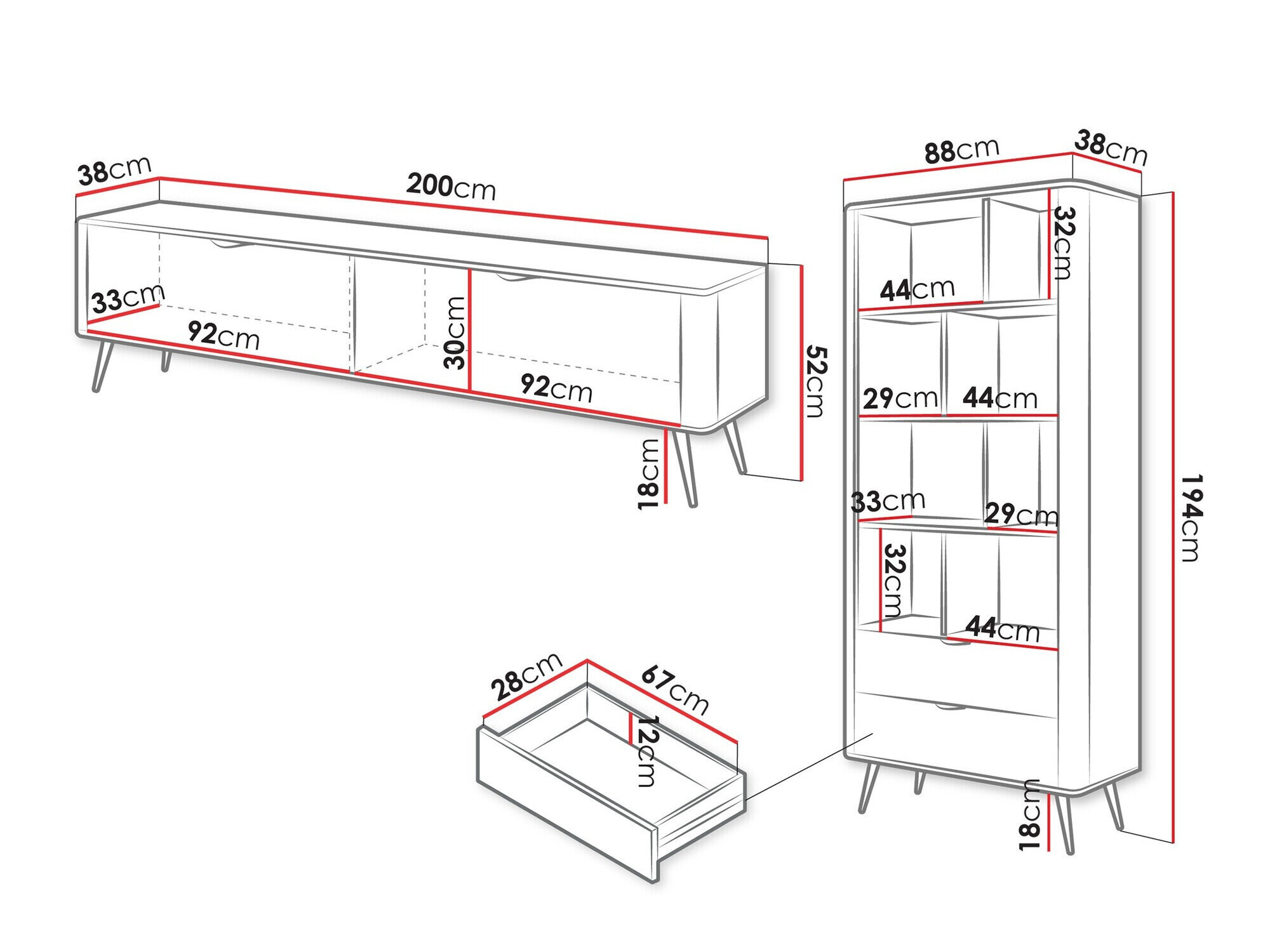 Stuemøbelsæt Versoe 107 (Grafit)