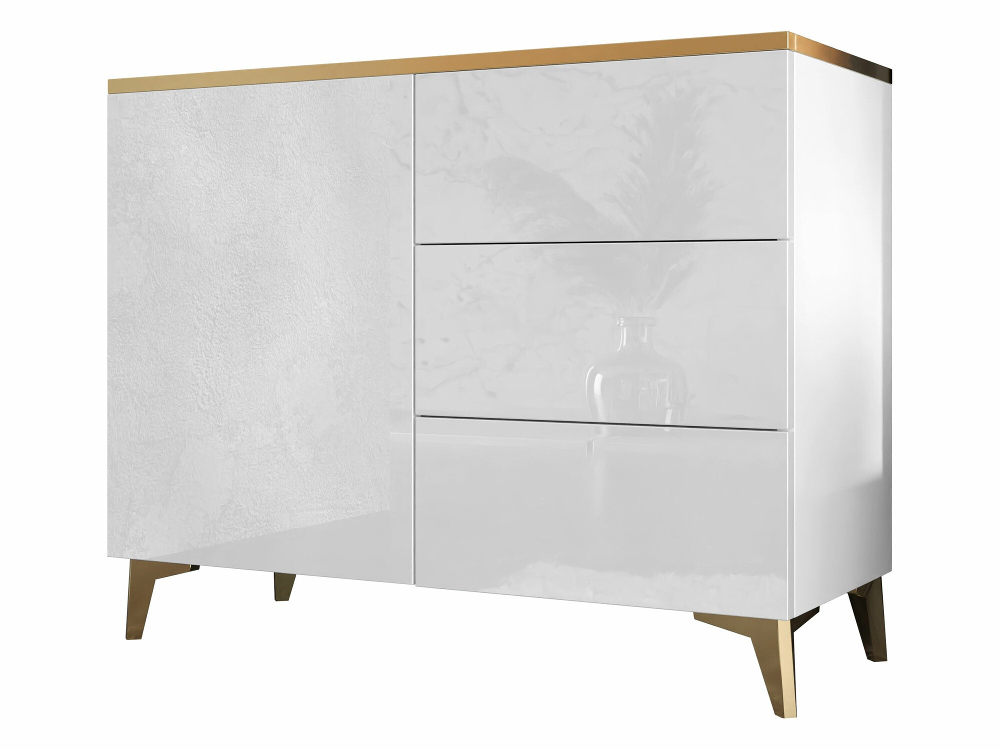 Kommode Comfivo Virfera 100 (Hvid + Glansfuld hvid)