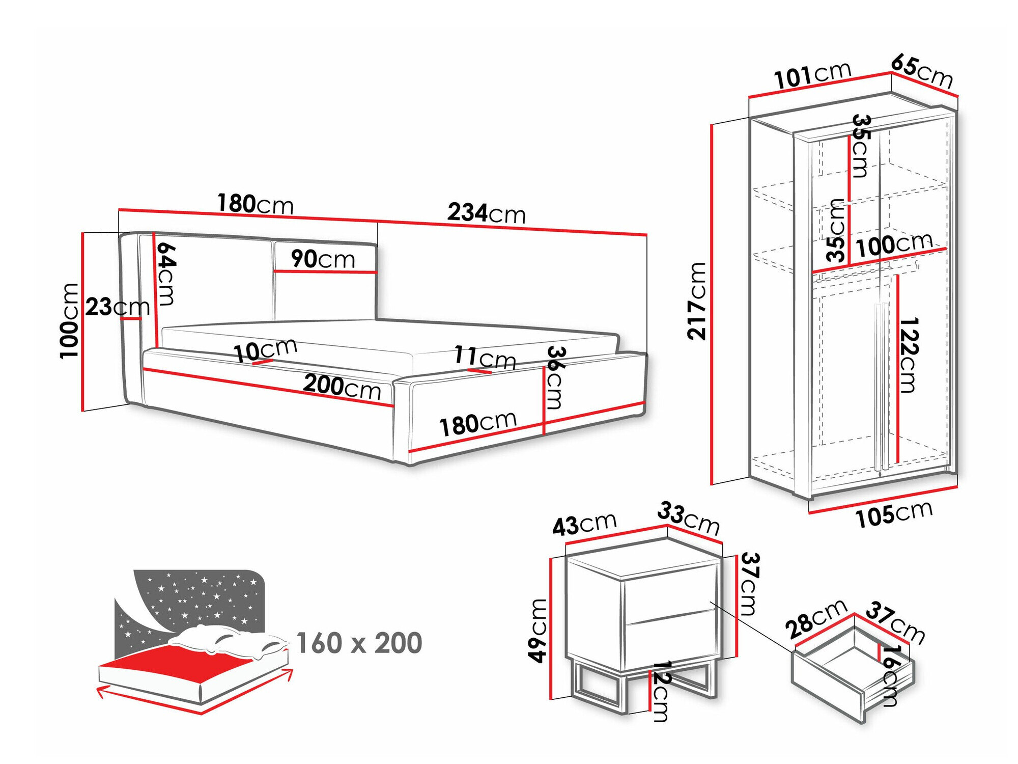 Soveværelsessæt Calcalo 111 (Beige)