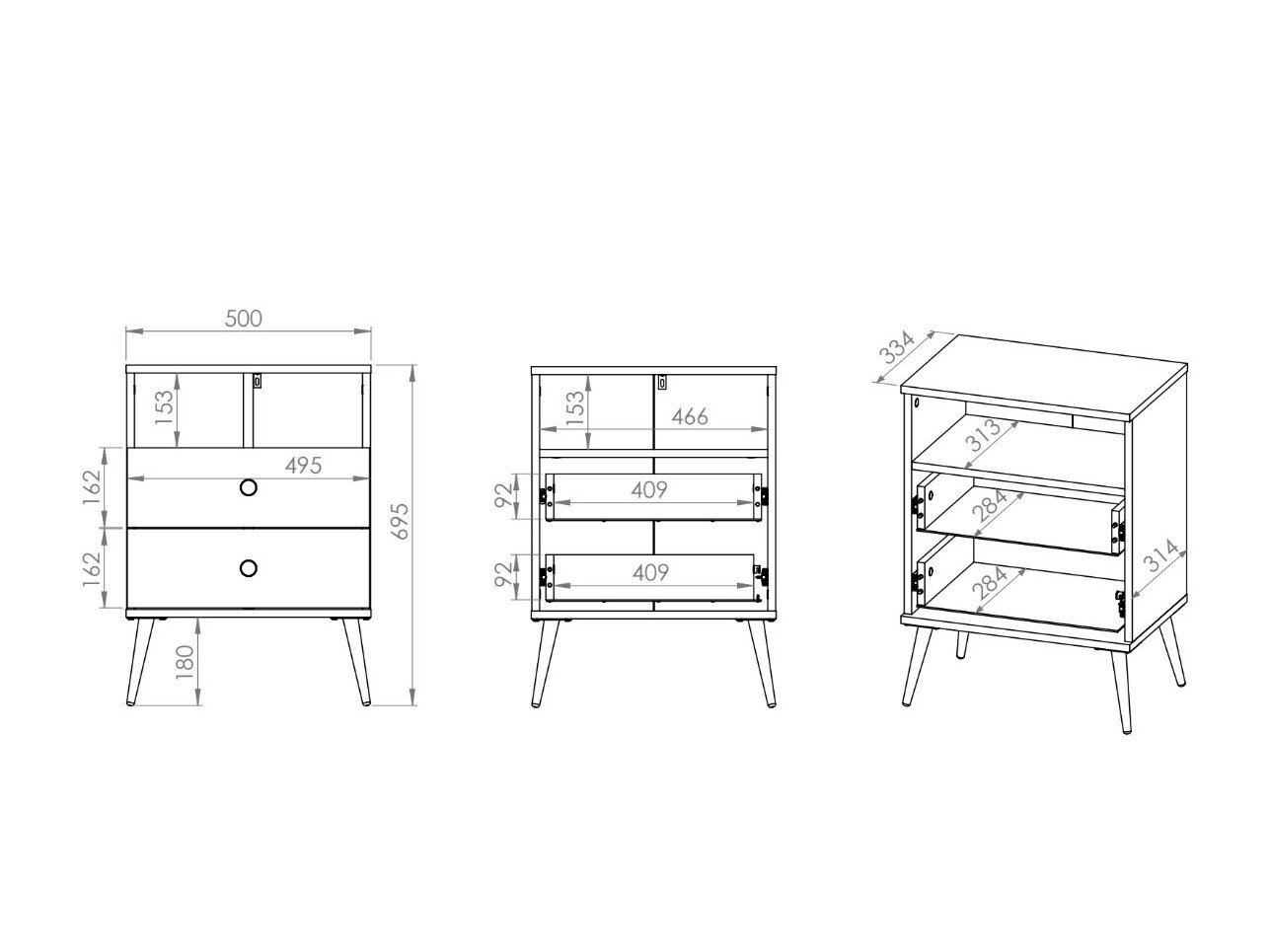 Sengebord Flonovu 111 (Mørkeblå + Gylden)