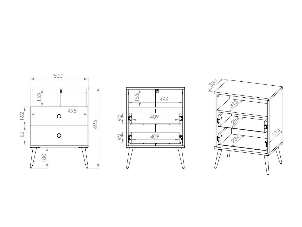 Sengebord Flonovu 111 (Mørkegrøn + Gylden)