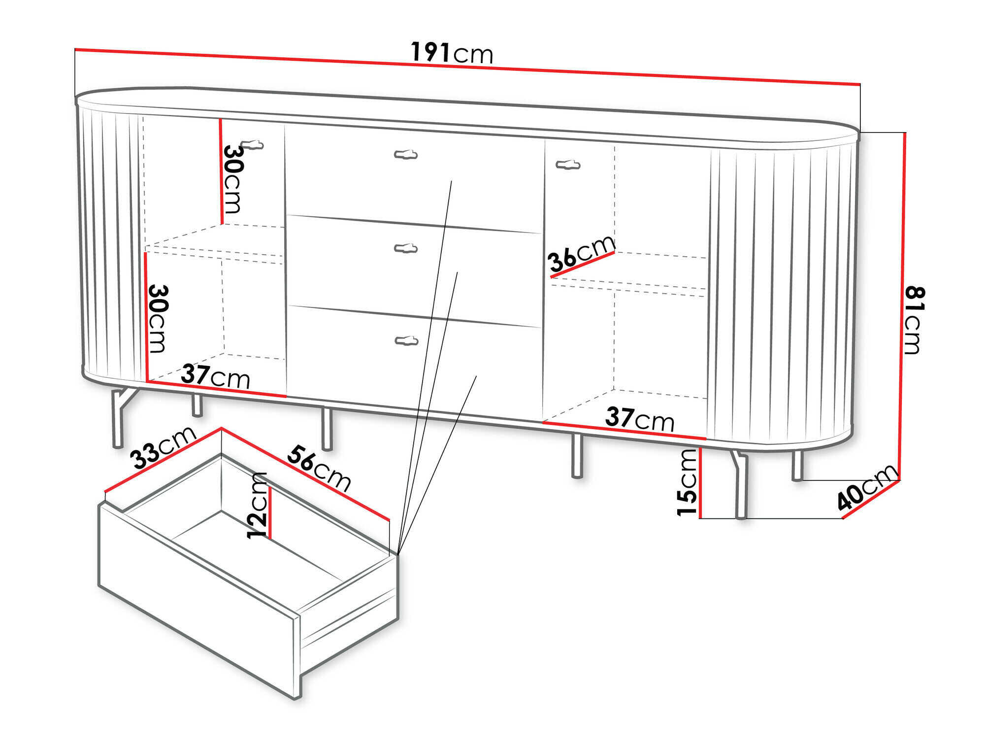 Kommode Novmono 103 (Sort)