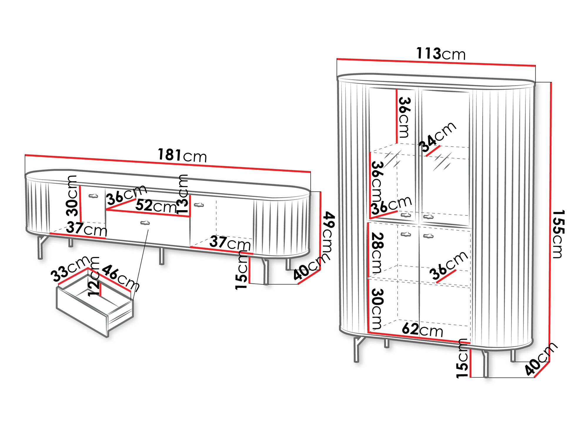 Stuemøbelsæt Novmono 108 (Sort)