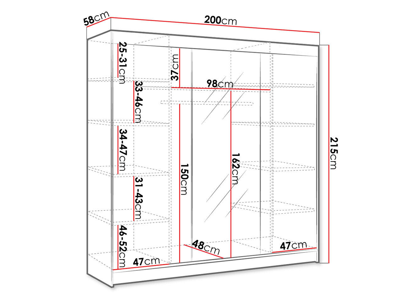 Garderobeskab Closico 158 (Sonoma eg)