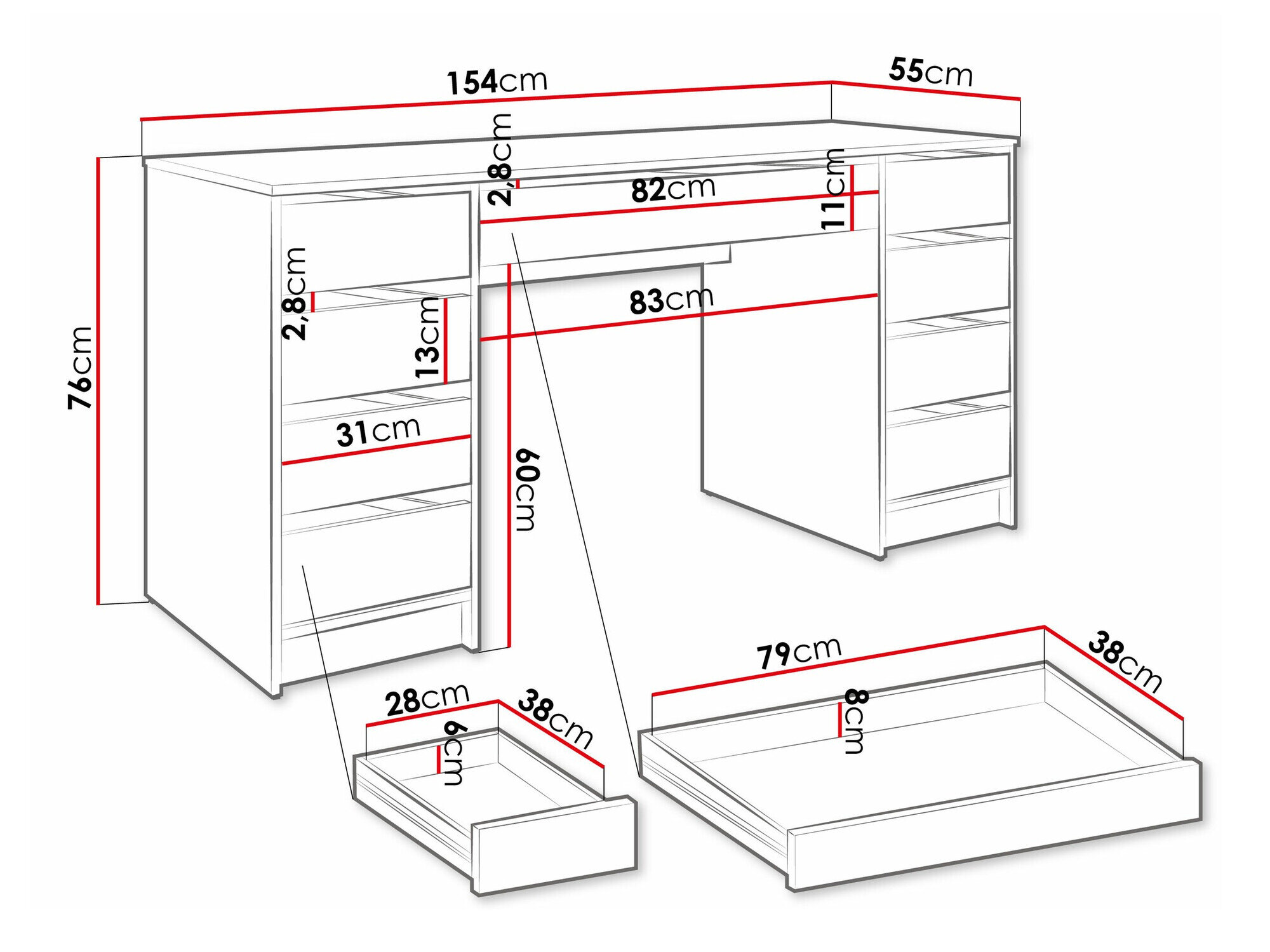 Skrivebord Comfivo 401 (Antracit)