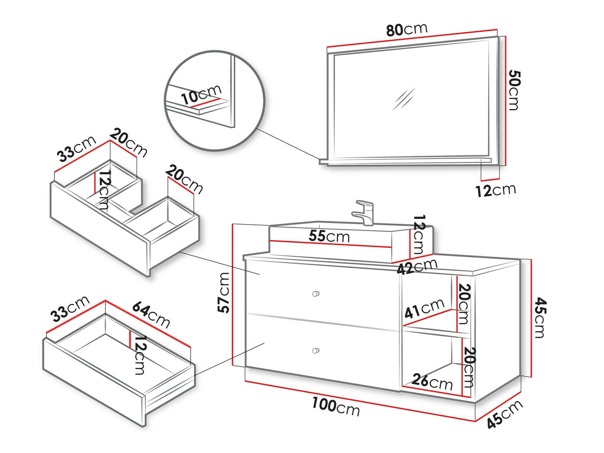 Badeværelsessæt Ophruvi 100 (Hvid)