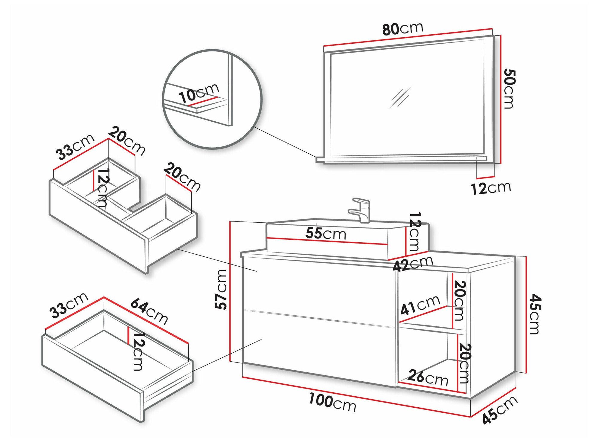 Badeværelsessæt Ophruvi 103 (Sort)