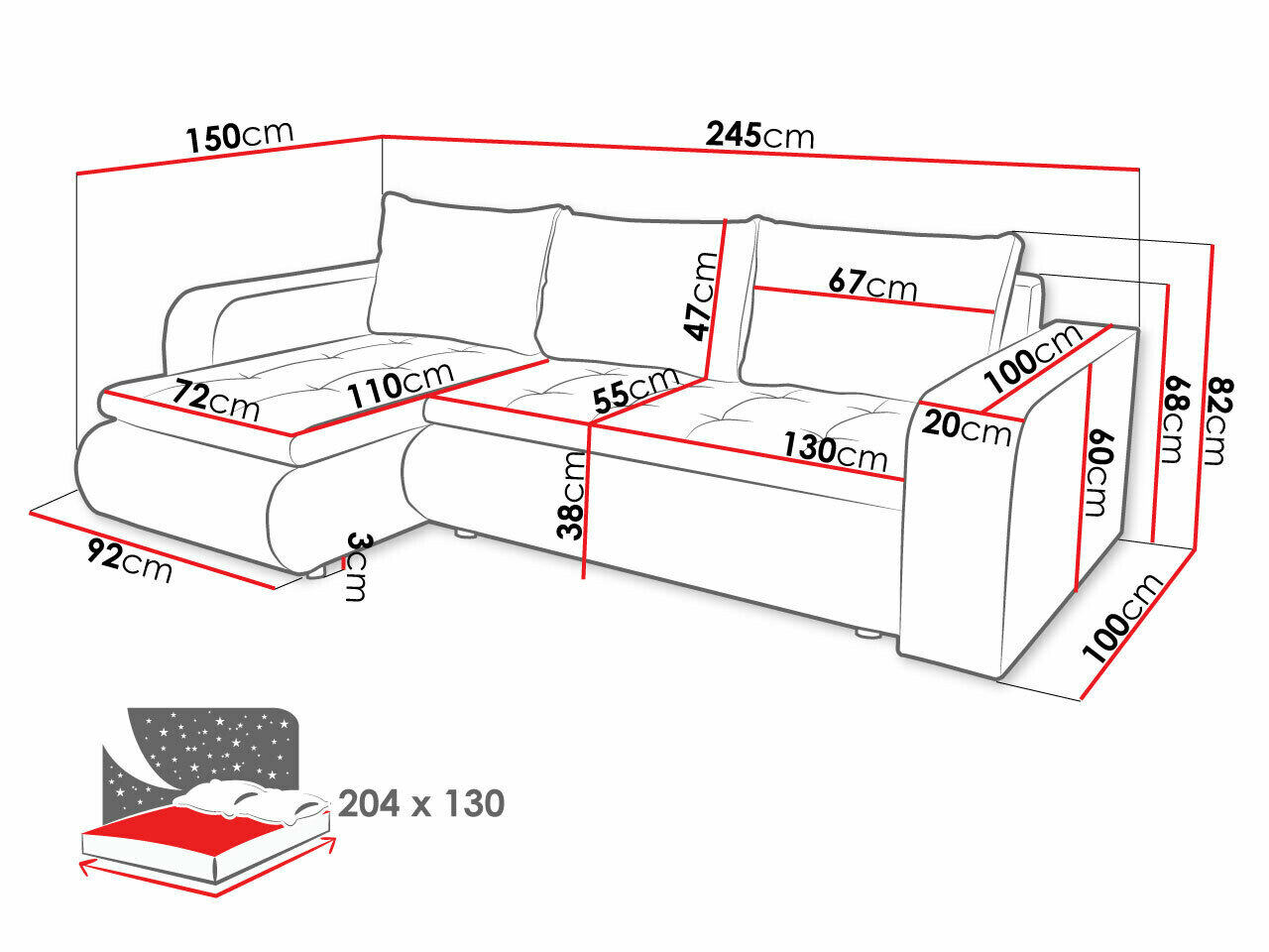 Hjørnesofa Muncie 100 (Soft 017 + Lawa 05)