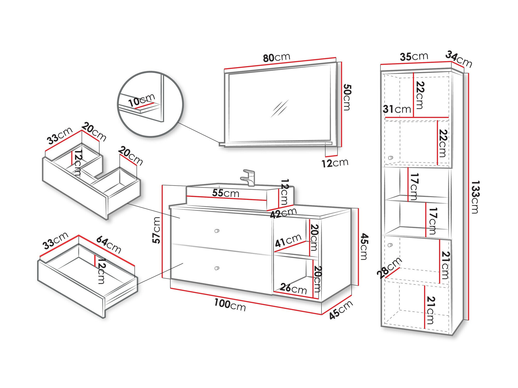 Badeværelsessæt Ophruvi 101 (Hvid)