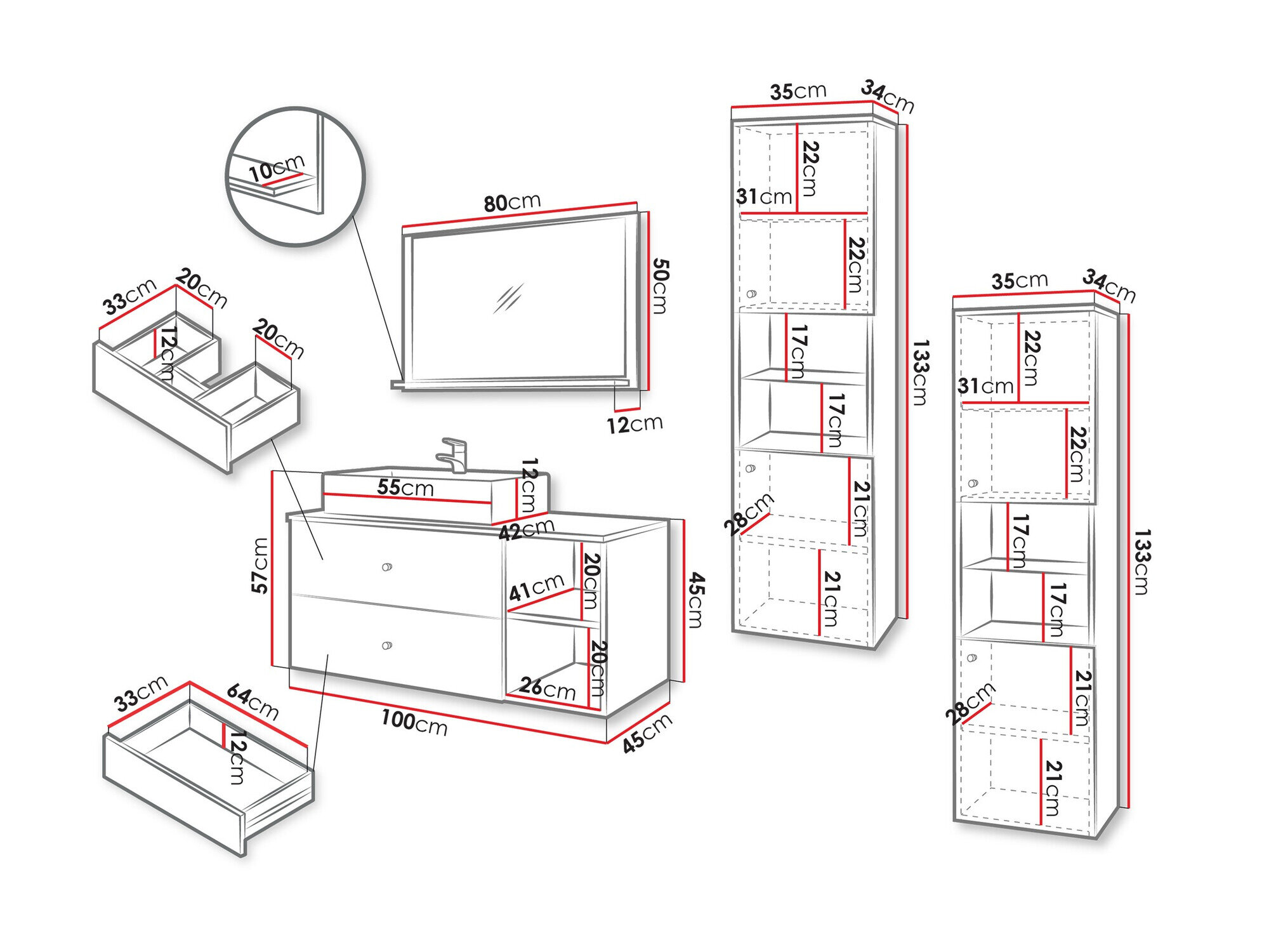 Badeværelsessæt Ophruvi 102 (Sort)