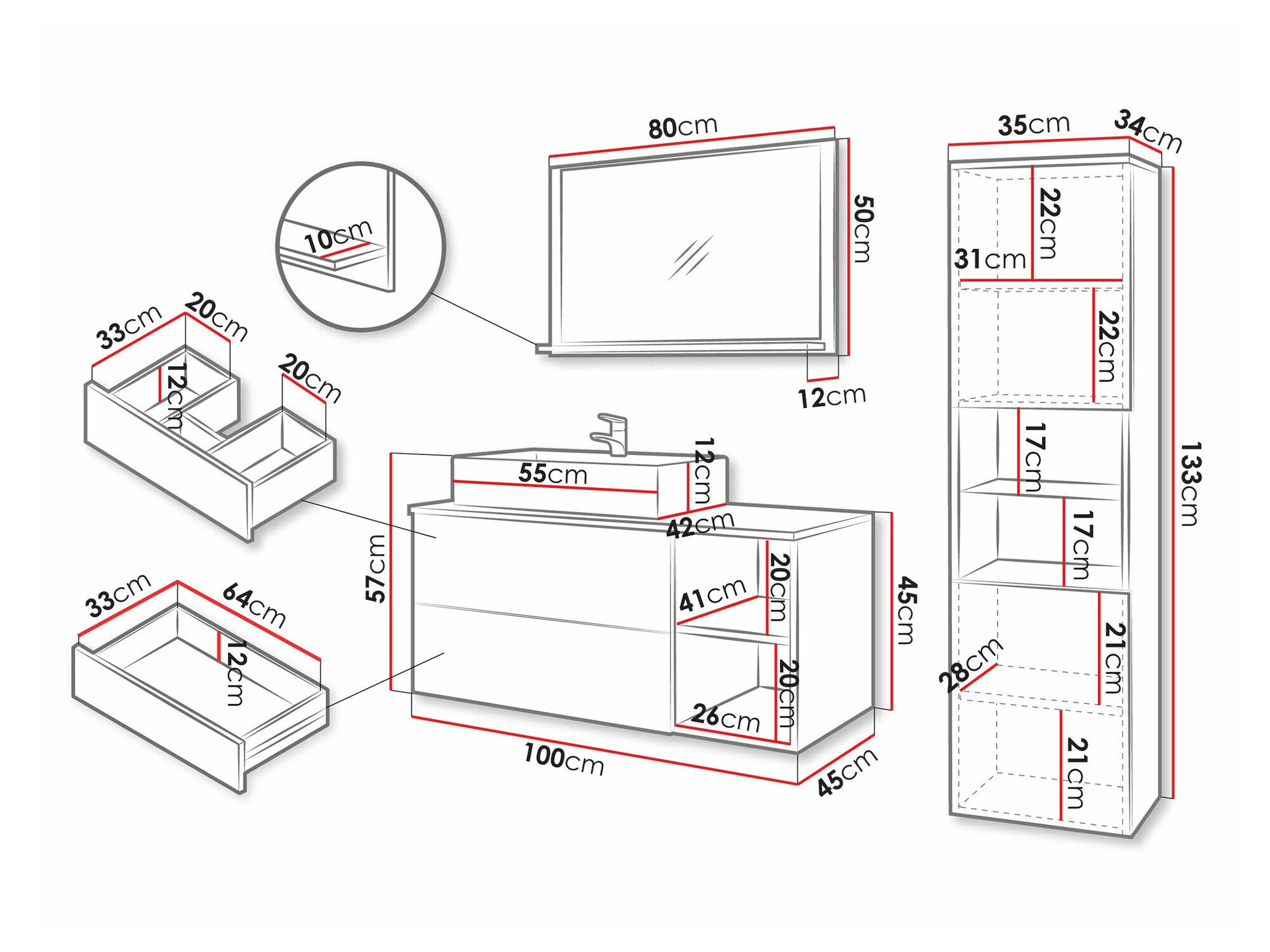 Badeværelsessæt Ophruvi 104 (Hvid)