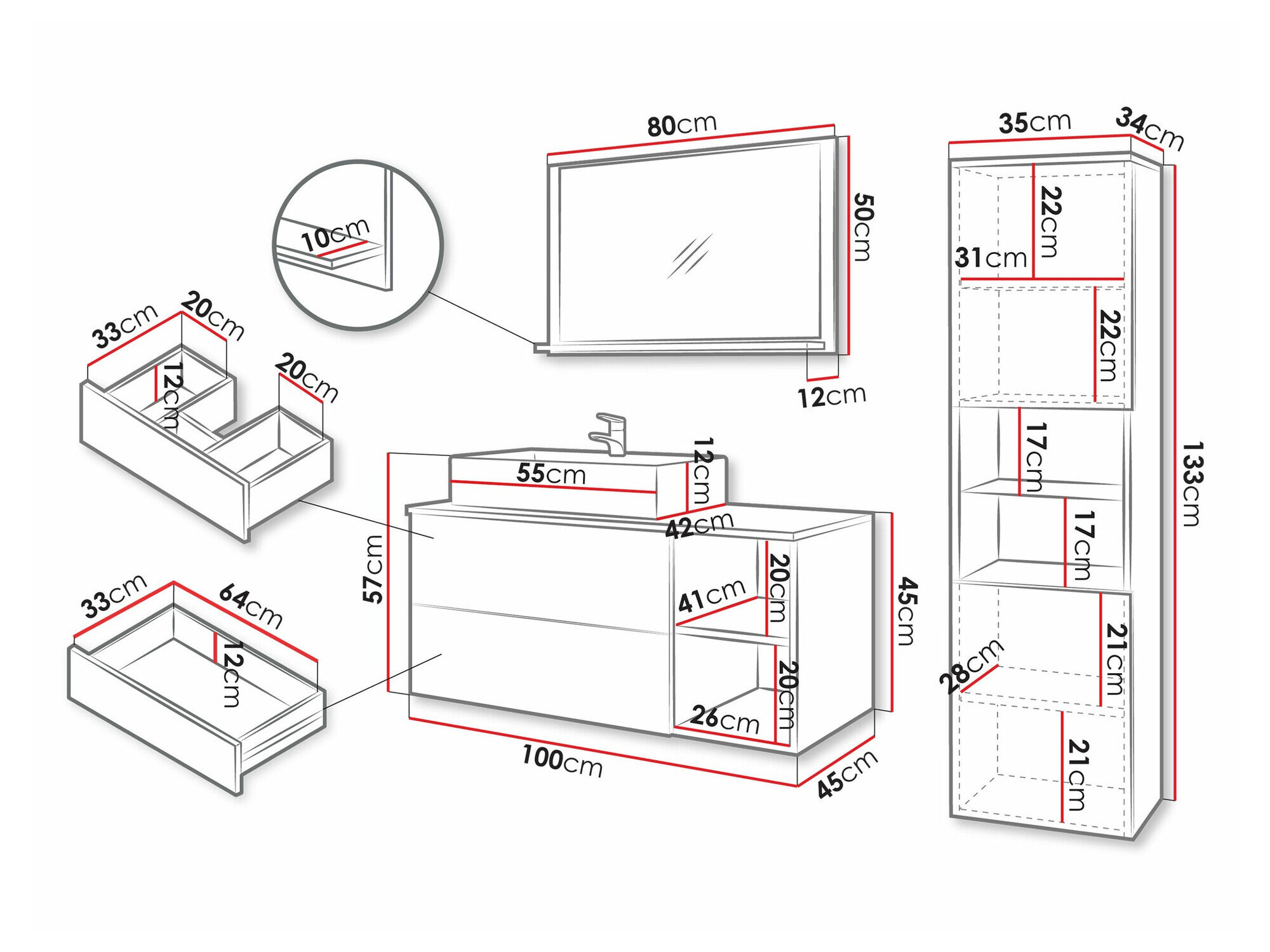 Badeværelsessæt Ophruvi 104 (Valnød)