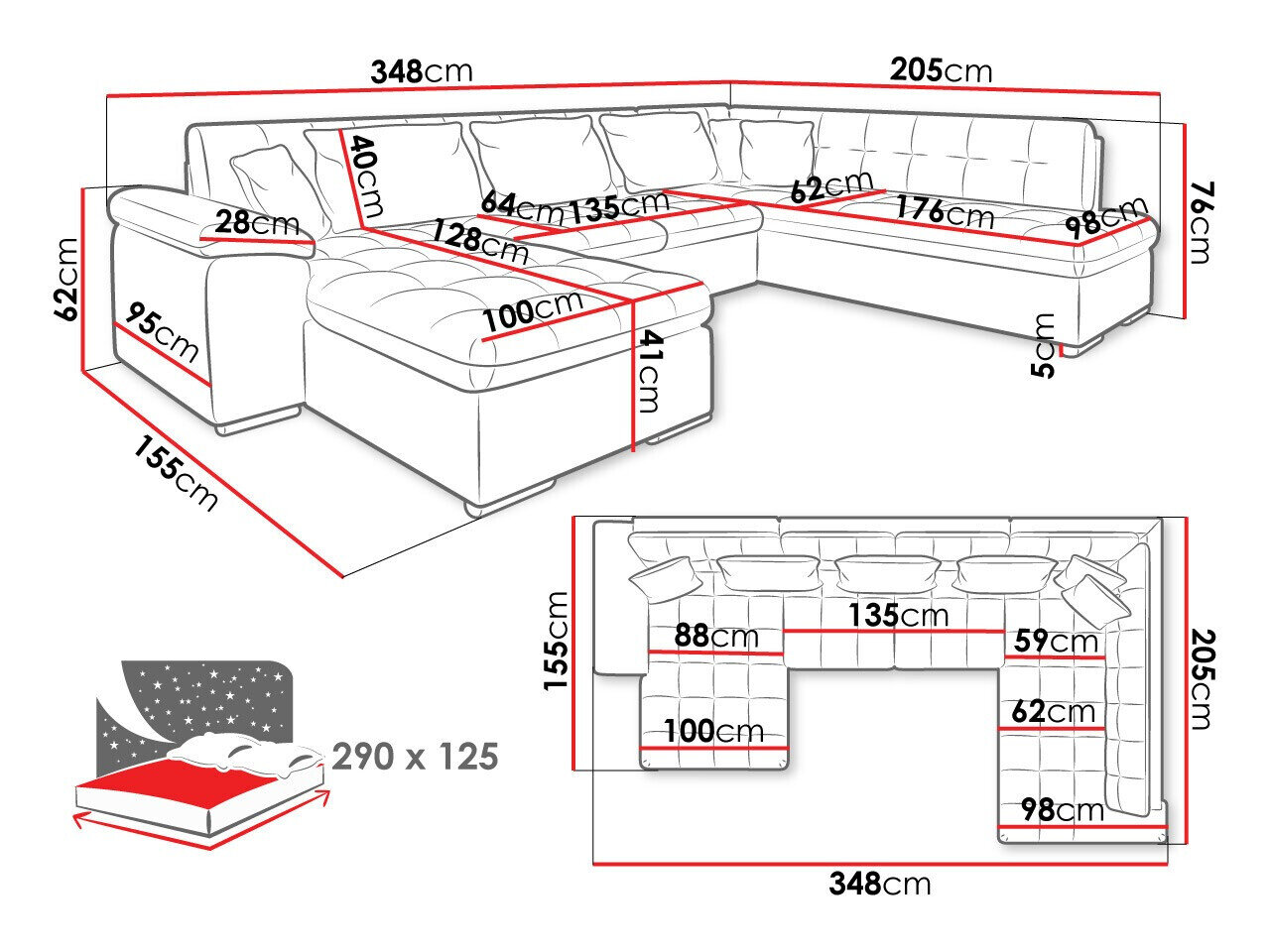 Hjørnesofa Comfivo 180 (Sicuro 80 + Sempre 9)