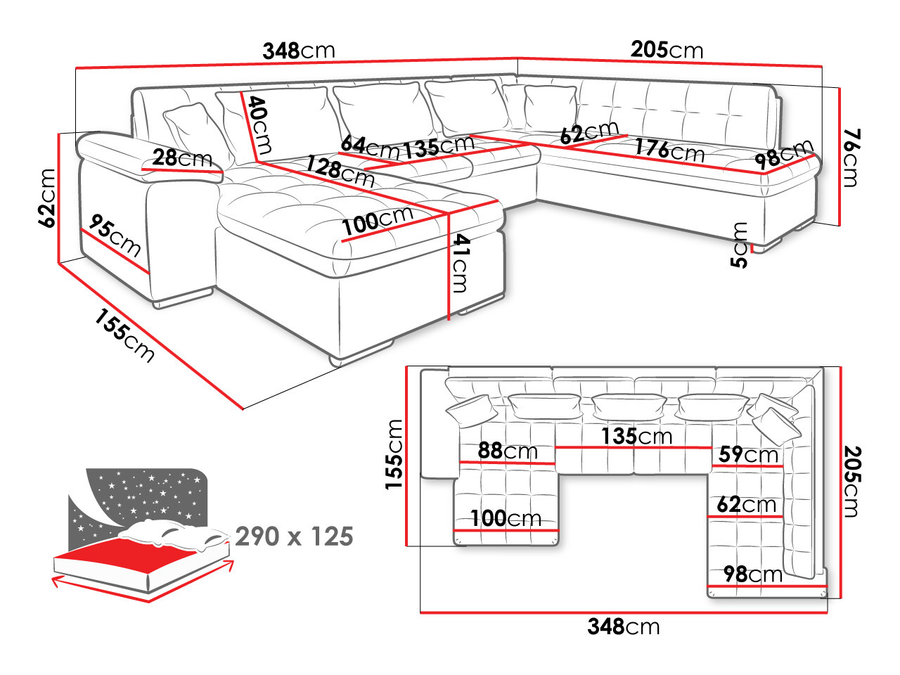 Hjørnesofa Comfivo Gemma VI (Sicuro 35 + Sempre 6)