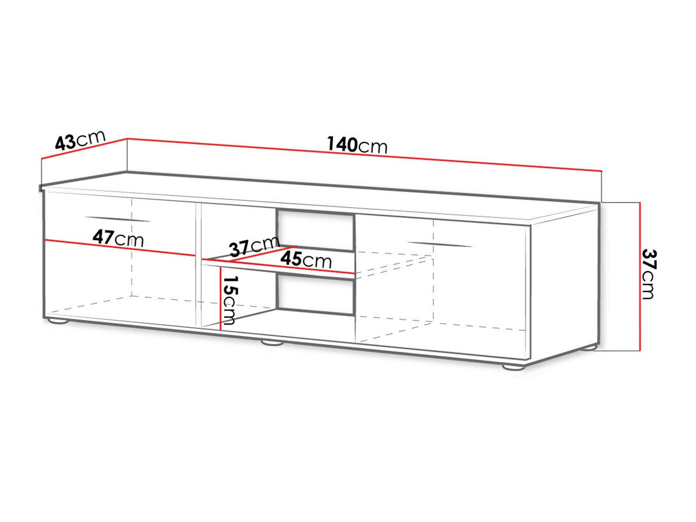 TV-bord Tornola 100 (Lefkas eg + Sort)