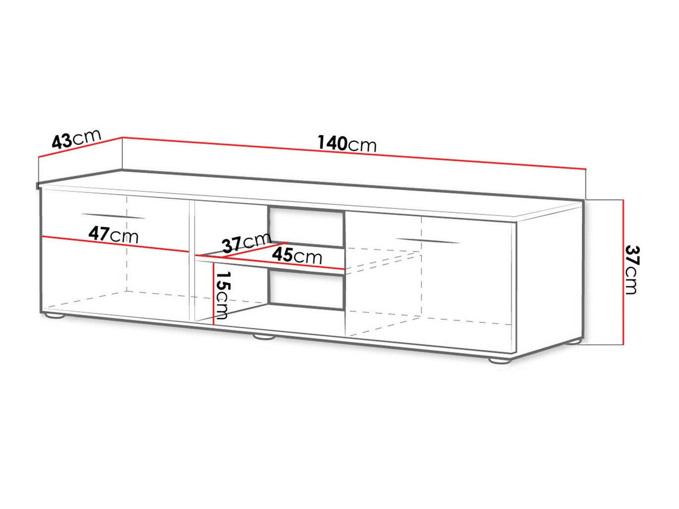 TV-bord Tornola 100 (Sort + Blank sort)