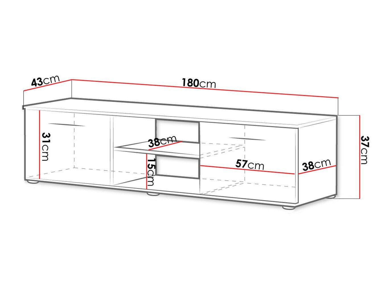 TV-bord Tornola 101 (Sort + Blank sort)