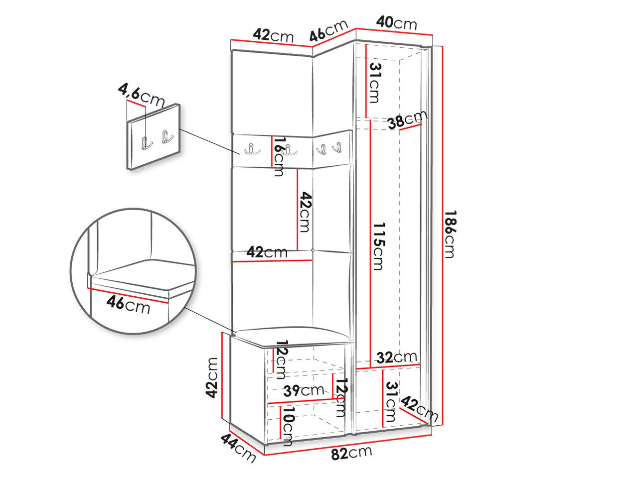Entrésæt Hartford 354 (Artisan eg + Sort)