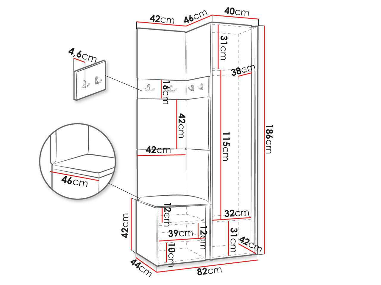 Entrésæt Hartford 348 (Artisan eg + Sort)