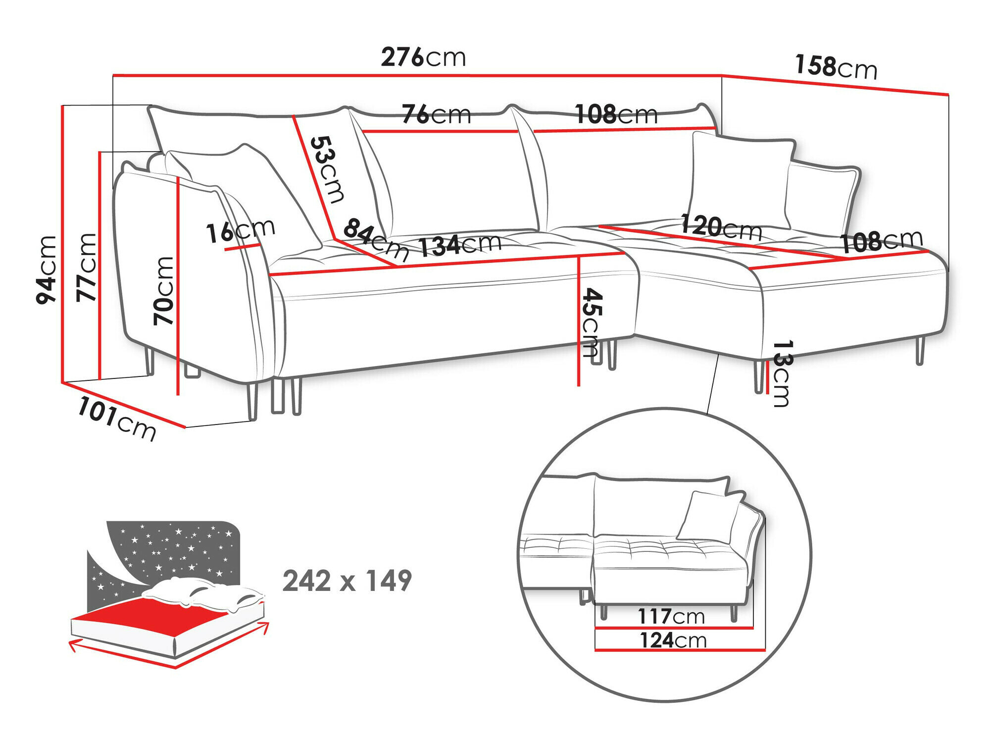 Hjørnesofa TrendyNest 102 (Onega 02)