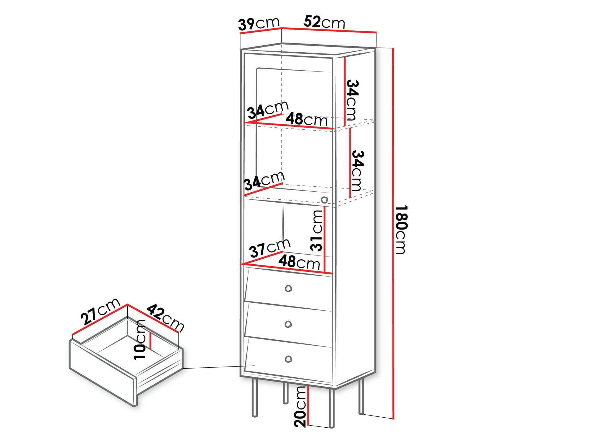 Reol Feletri 105 (Hvid)