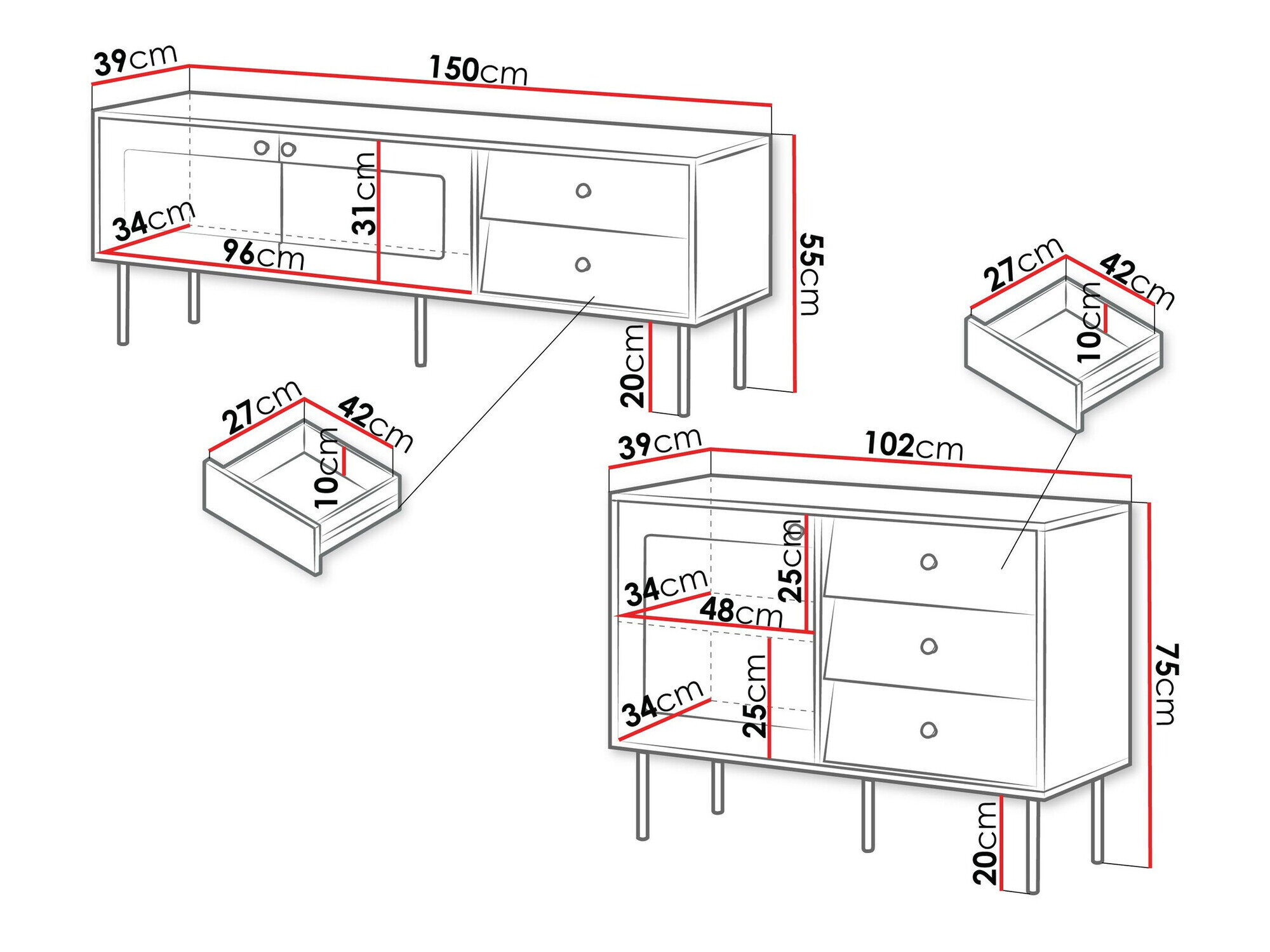 Stuemøbelsæt Feletri 108 (Sort)