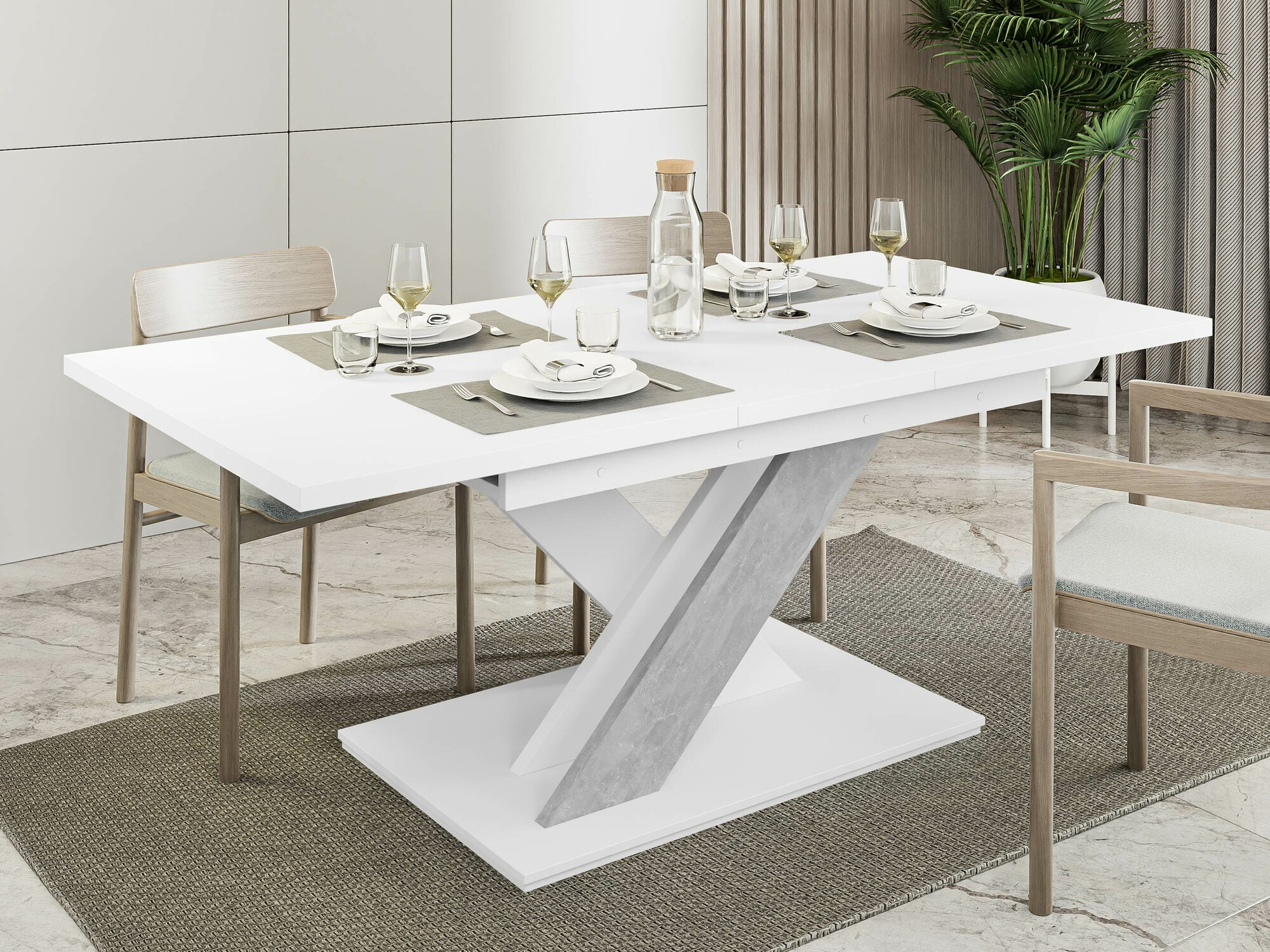Bord Decium (Hvid + Beton)