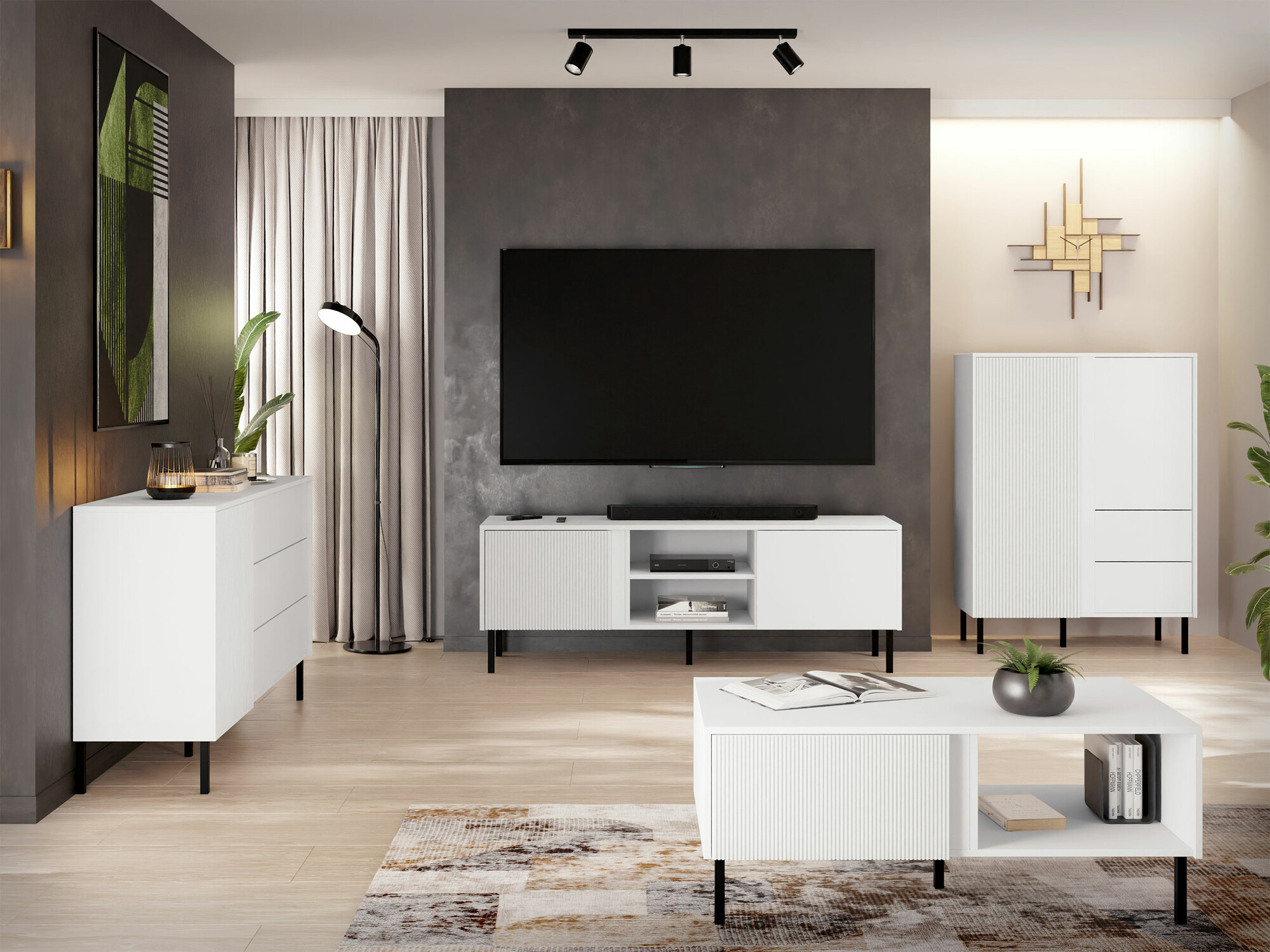 TV-bord Lumiri 105 (Hvid)