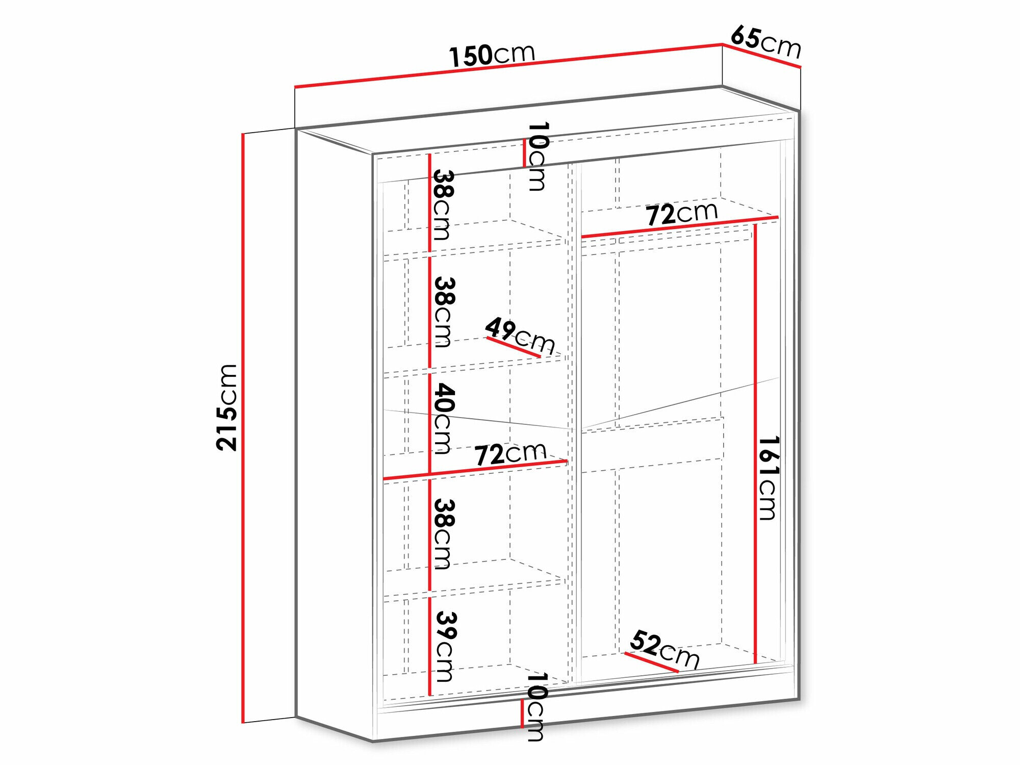 Garderobeskab Tenreme 101 (Egetræ + Sort)
