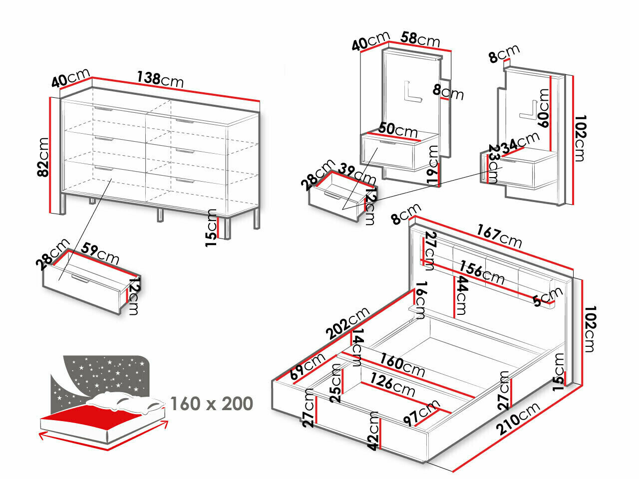 Soveværelsessæt Flodale 104