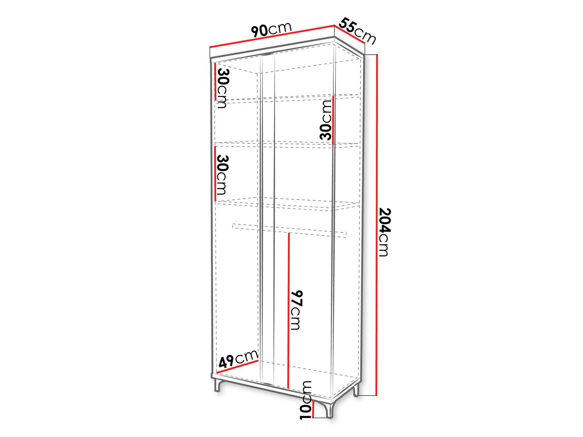 Garderobeskab Livseri 114 (Hvid + Glansfuld hvid)