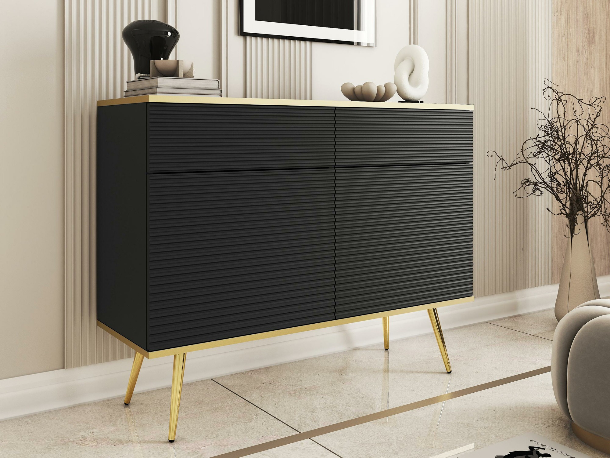 Kommode Felduno 105 (Sort + Gylden)