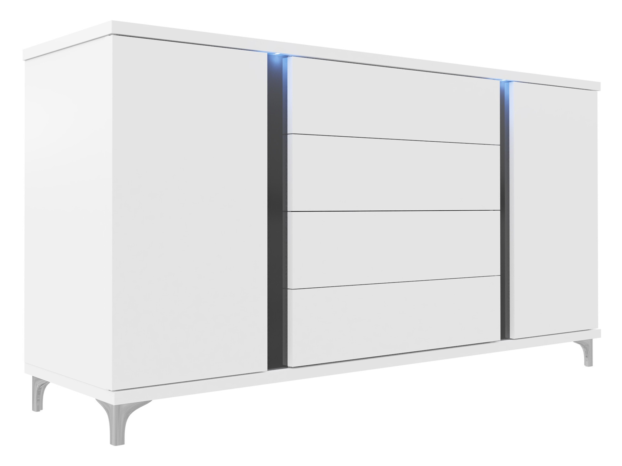 Kommode Florem (Hvid + Glansfuld hvid + Blank sort)