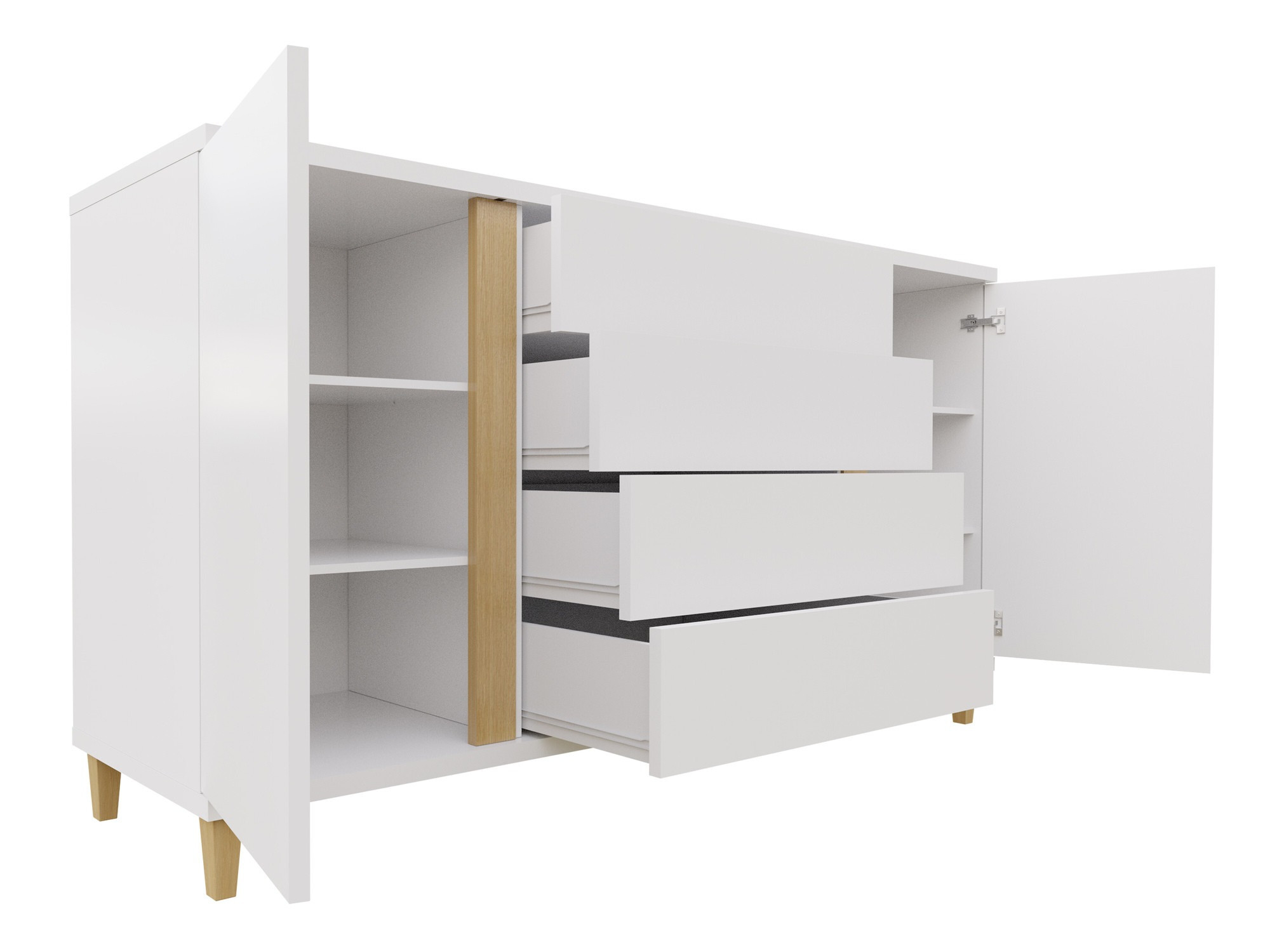 Kommode Florem (Hvid + Glansfuld hvid + Blank sort)