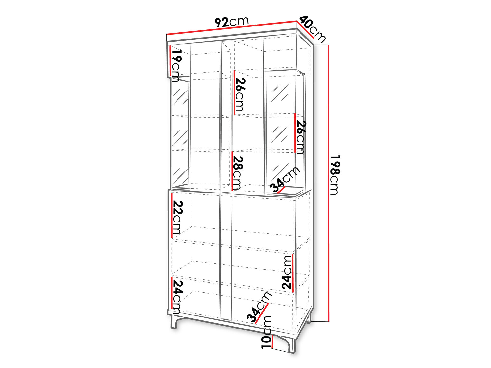 Reol Livseri 116 (Hvid + Glansfuld hvid + Blank sort)