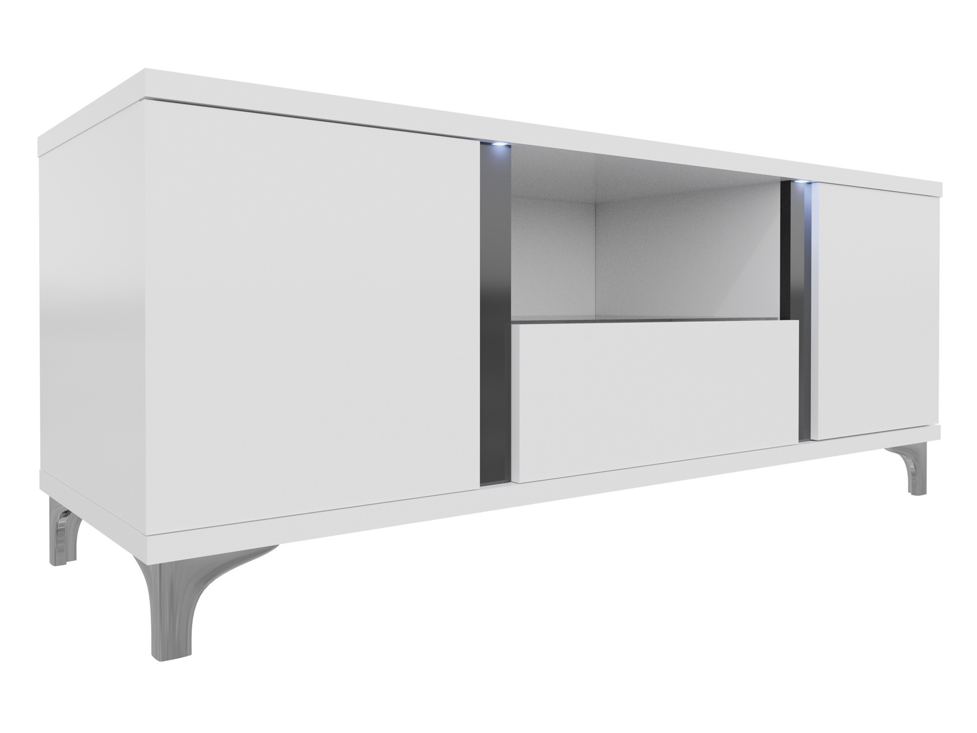 TV-bord Florem (Hvid + Glansfuld hvid + Blank sort)