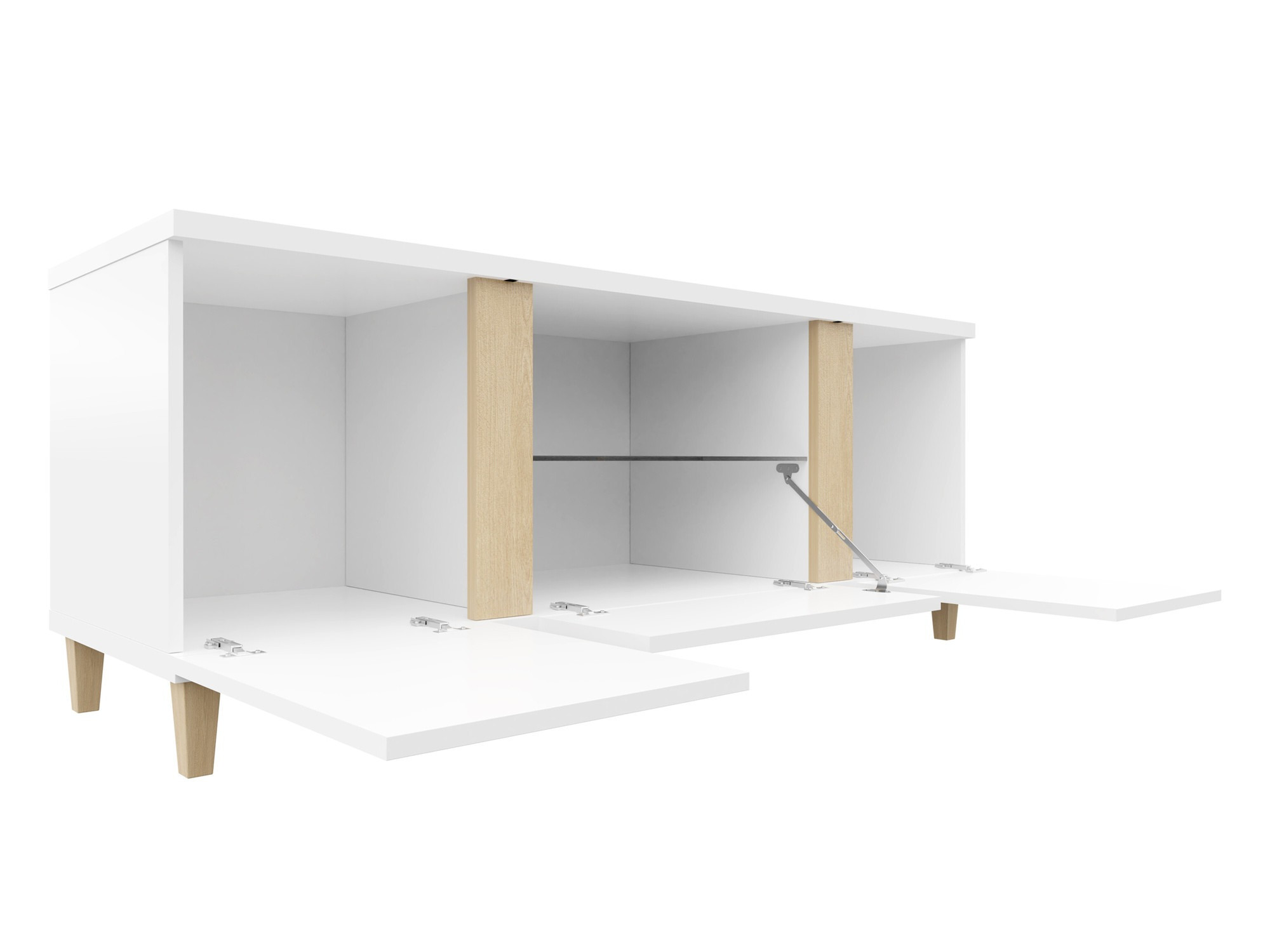 TV-bord Florem (Hvid + Glansfuld hvid + Blank sort)