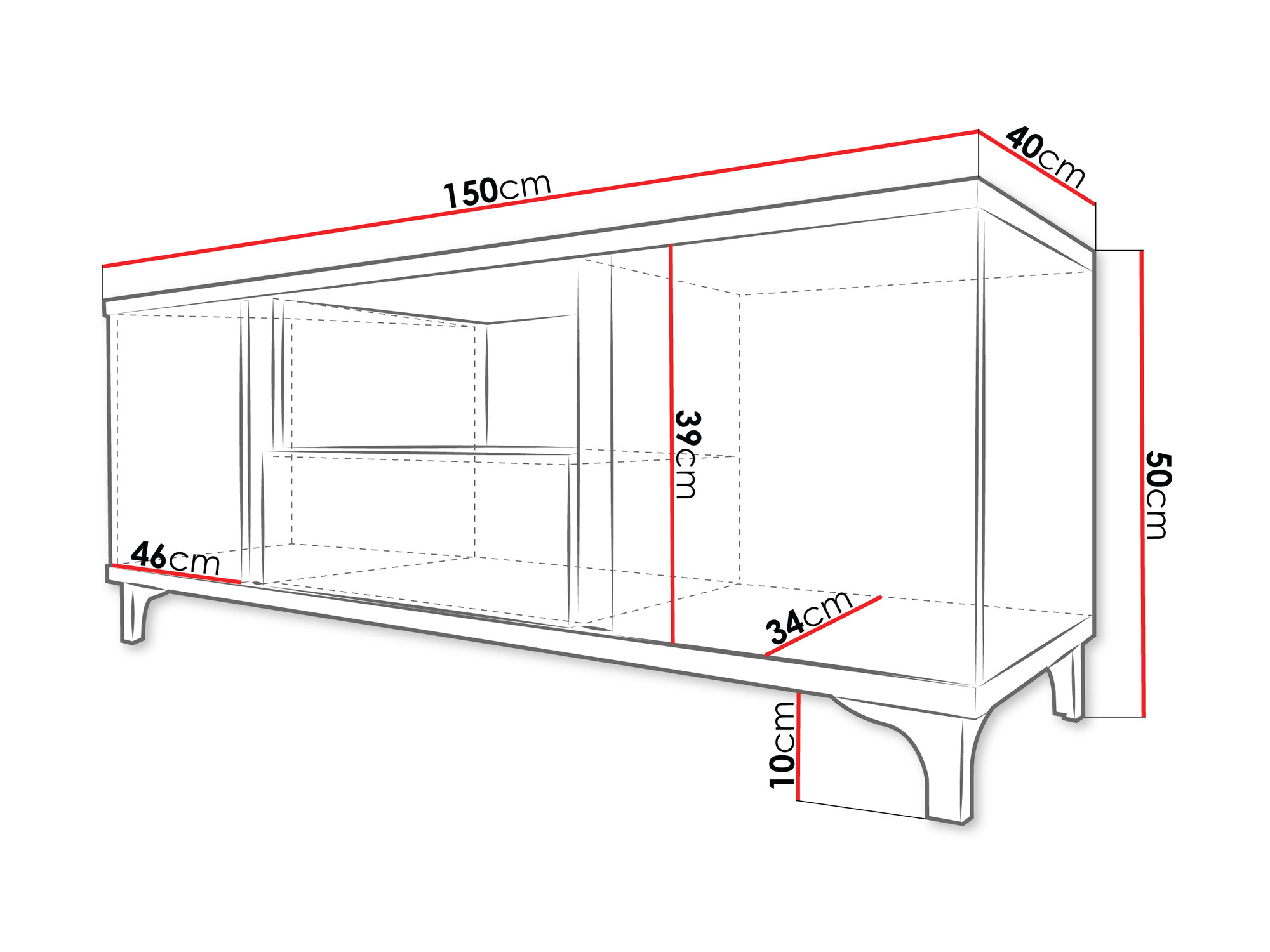 TV-bord Florem (Hvid + Glansfuld hvid)