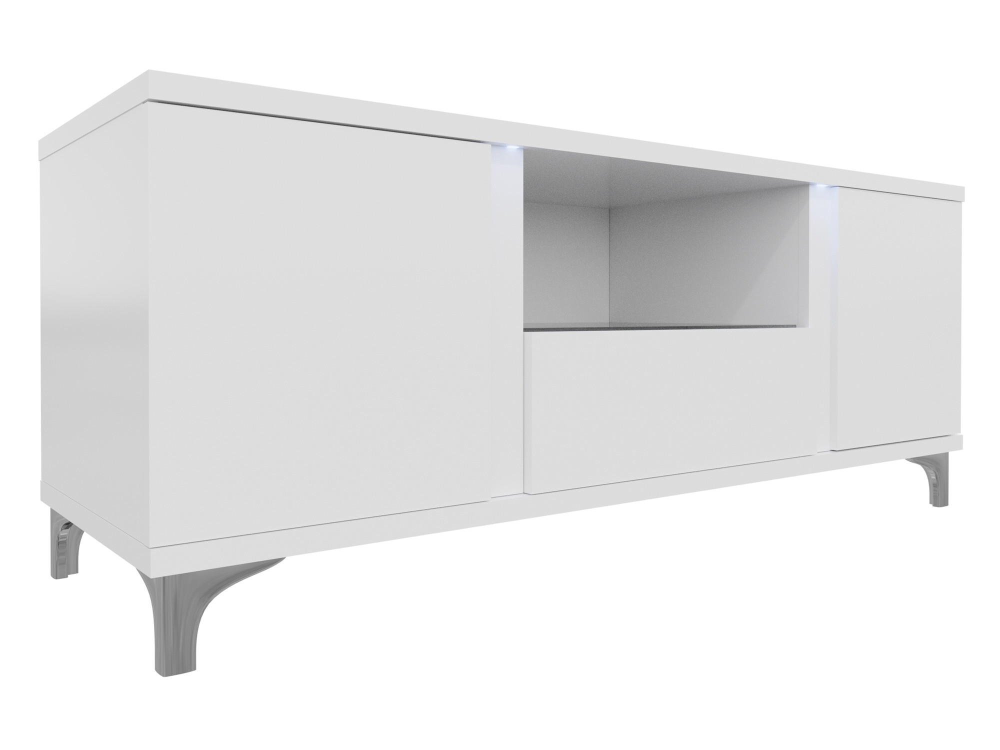 TV-bord Florem (Hvid + Glansfuld hvid)