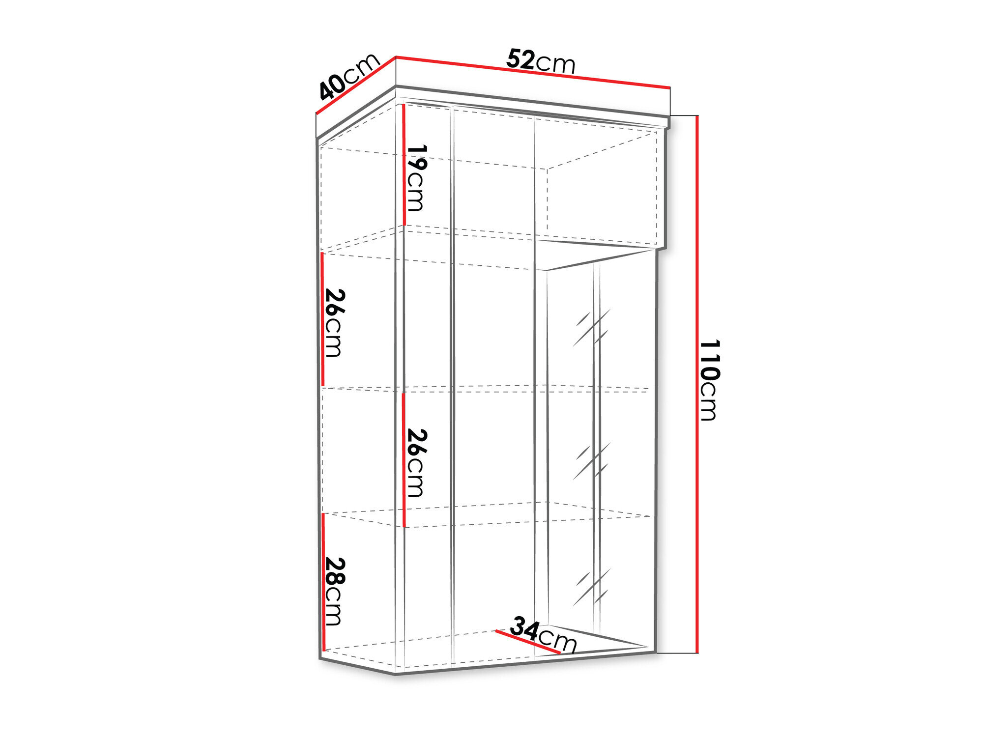 Vægskab Livseri 105 (Hvid + Glansfuld hvid + Blank sort)
